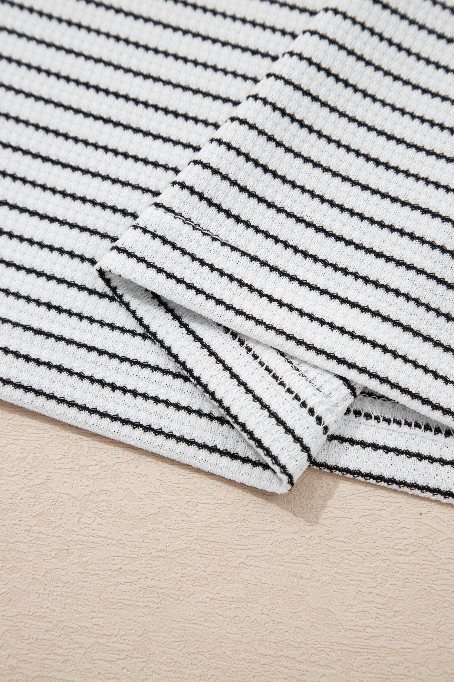 White Stripe Contrasted Ruffle Trim Loose Long Sleeve Top-Tops/Long Sleeve Tops-[Adult]-[Female]-2022 Online Blue Zone Planet