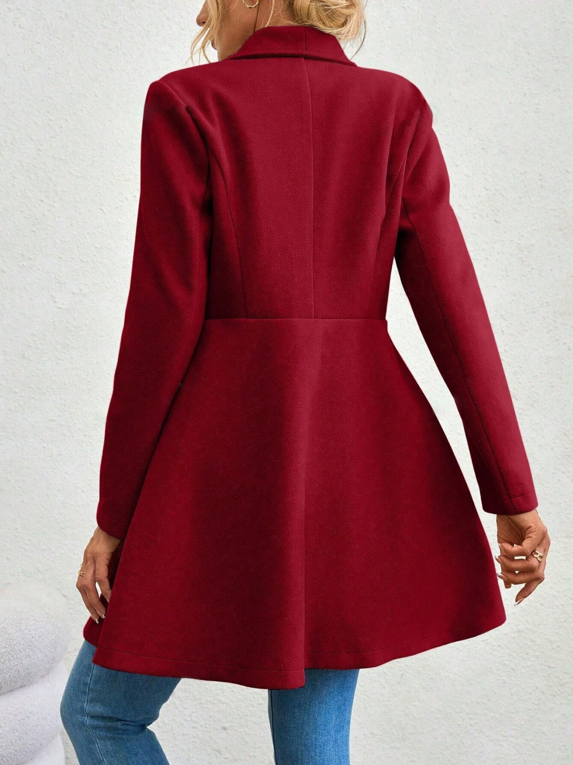 Collared Neck Button Up Long Sleeve Coat-TOPS / DRESSES-[Adult]-[Female]-2022 Online Blue Zone Planet