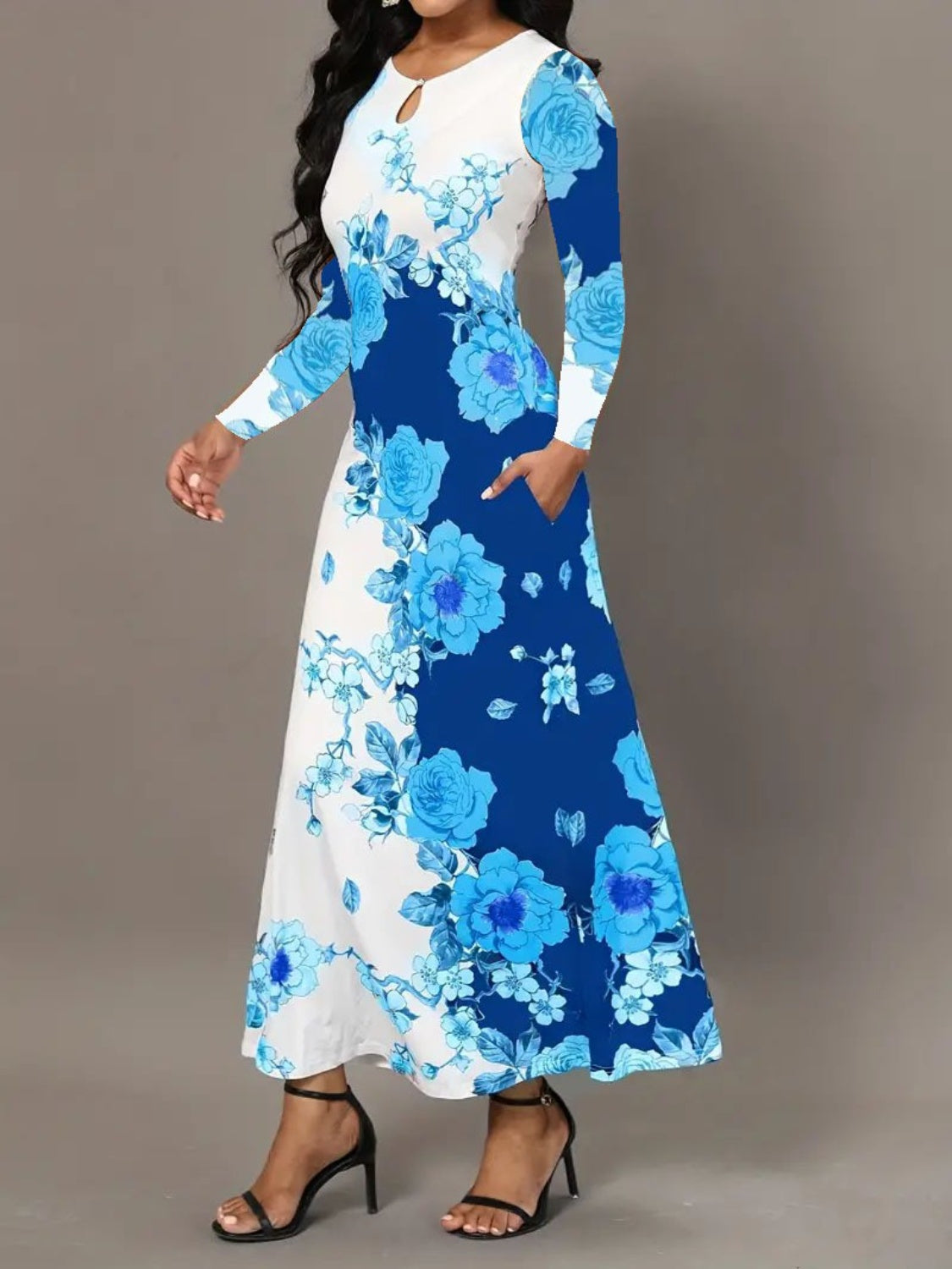 Blue Zone Planet |  Pocketed Printed Long Sleeve Dress BLUE ZONE PLANET