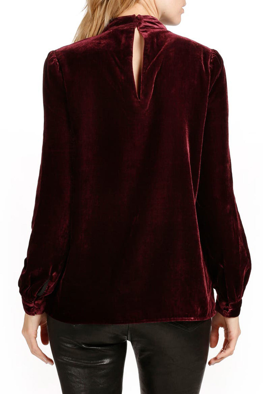 Cutout Long Sleeve Velvet Blouse-TOPS / DRESSES-[Adult]-[Female]-2022 Online Blue Zone Planet