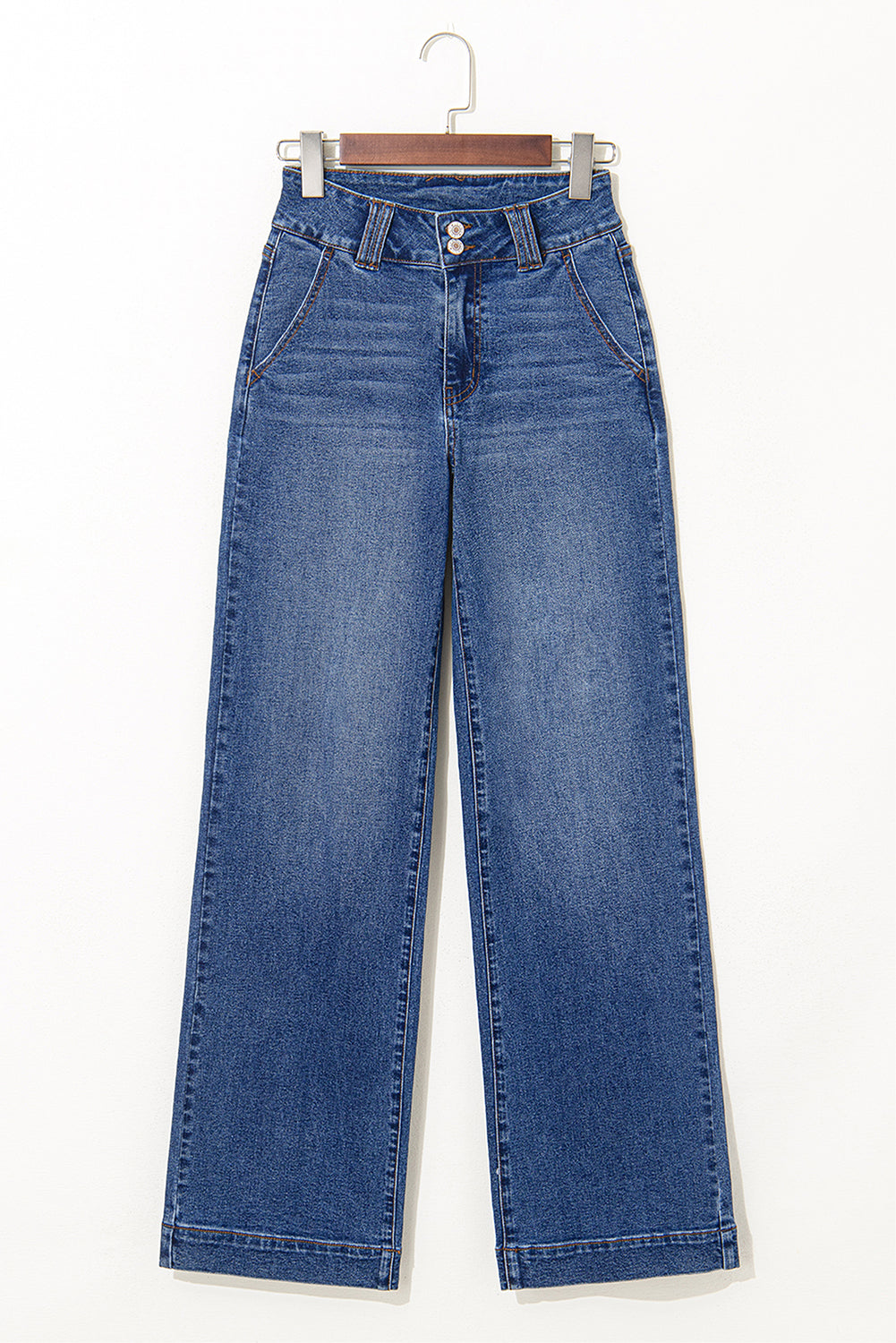 Ashleigh Blue Double Button Zip Fly Straight Leg Jeans-Bottoms/Jeans-[Adult]-[Female]-2022 Online Blue Zone Planet