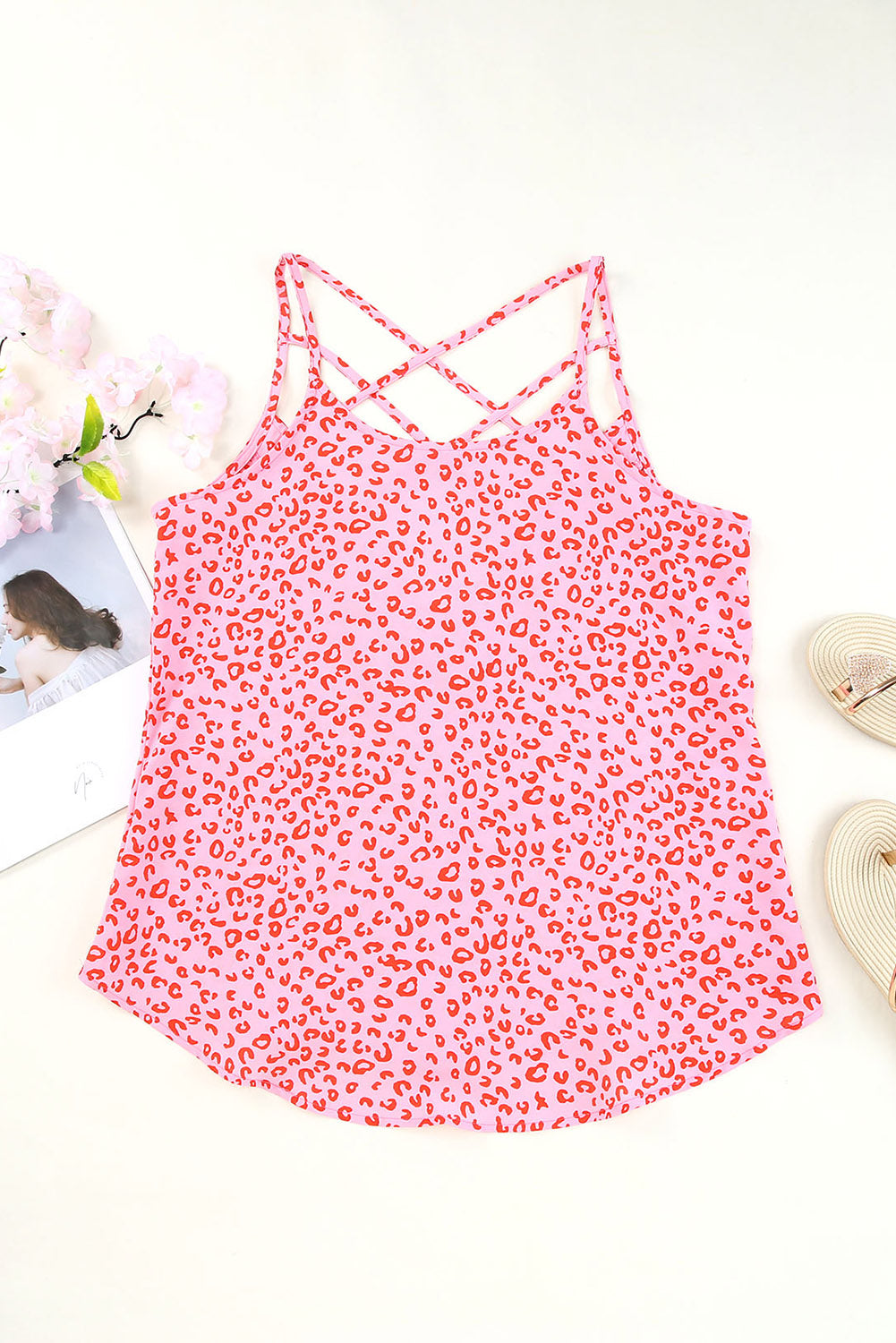 Cutout Leopard Round Neck Tank-TOPS / DRESSES-[Adult]-[Female]-2022 Online Blue Zone Planet