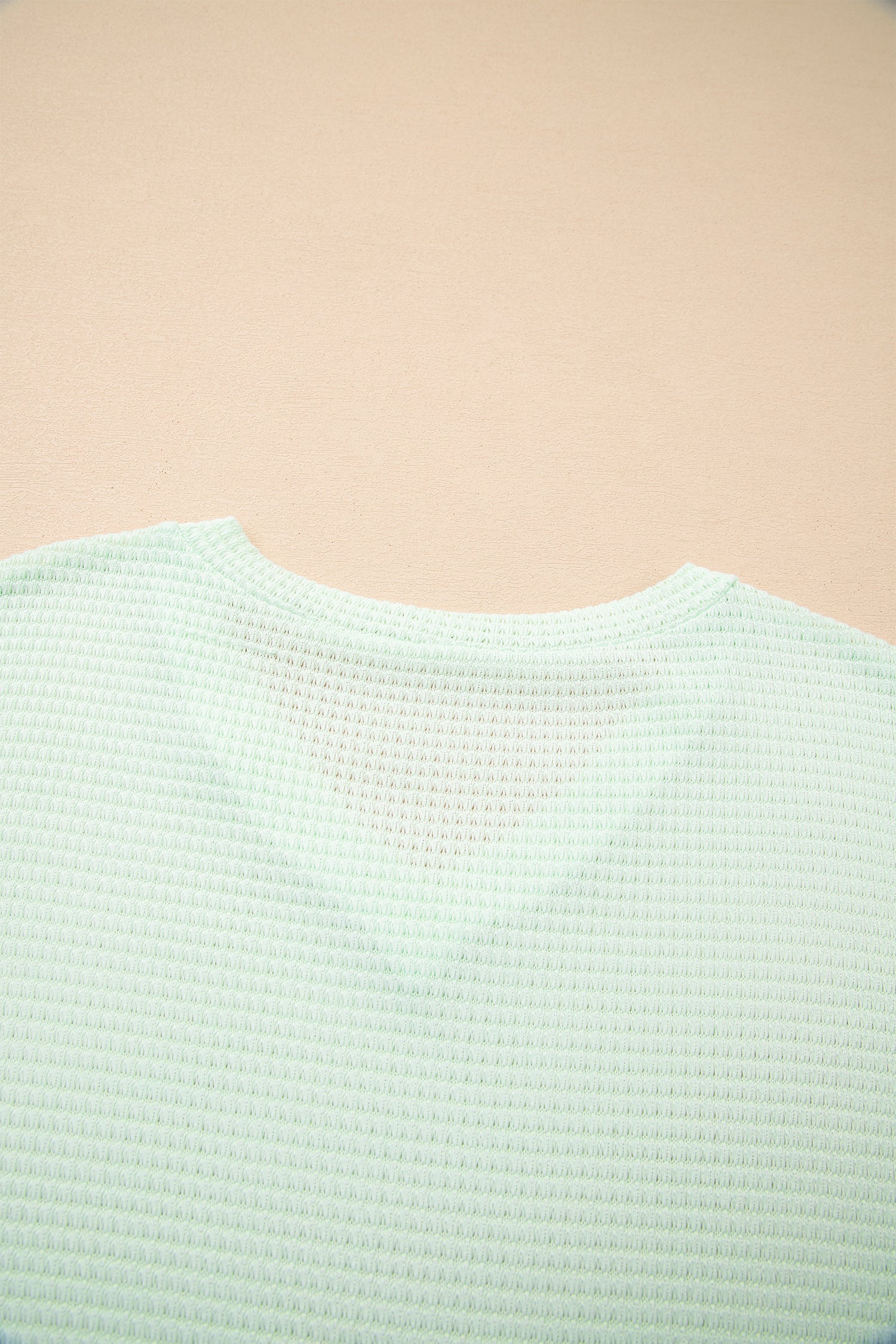 Clearly Aqua Waffle V Neck Short Sleeve Knit Top-Tops/Tops & Tees-[Adult]-[Female]-2022 Online Blue Zone Planet