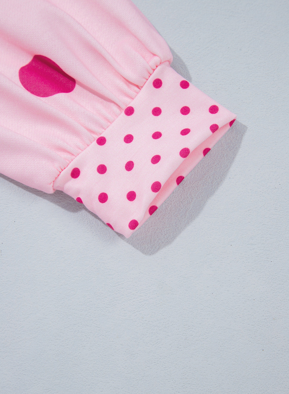 Pink Polka Dot Print Contrast Detail Oversized Tunic Sweatshirt-Tops/Sweatshirts & Hoodies-[Adult]-[Female]-2022 Online Blue Zone Planet