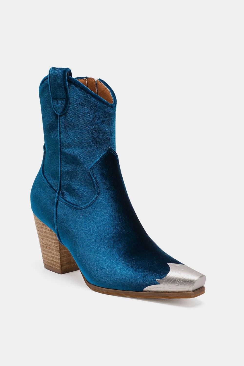 Beast Fashion Velvet Block Heel Boots with Side Zippers-SHOES-[Adult]-[Female]-2022 Online Blue Zone Planet