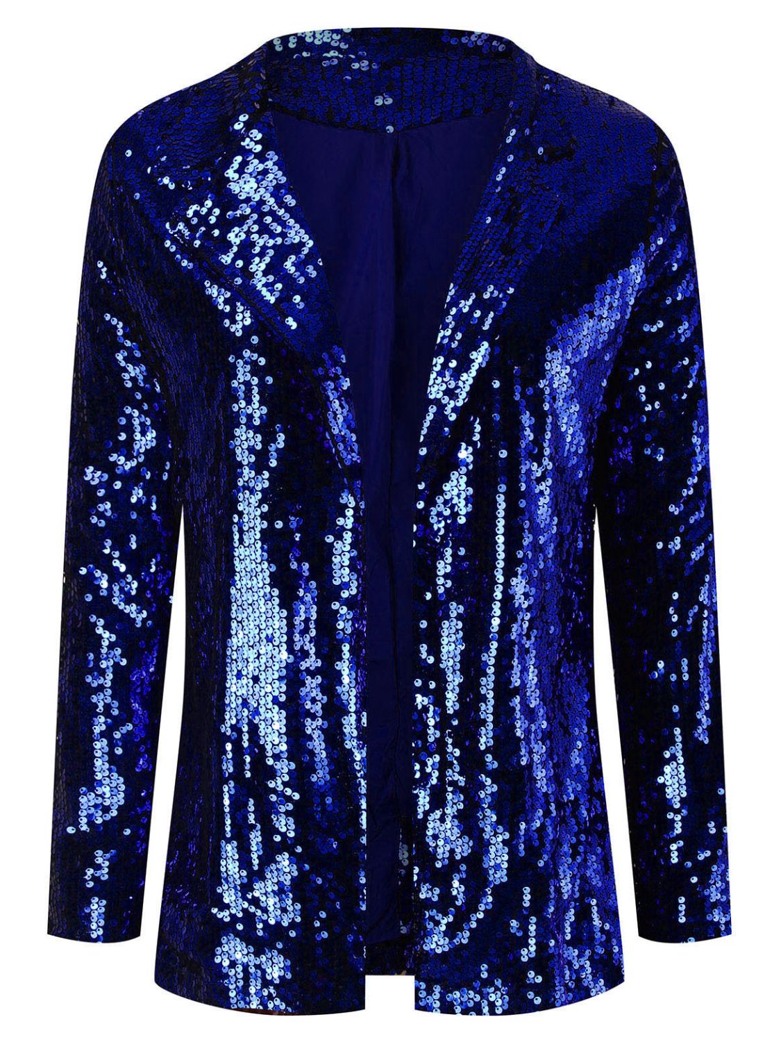 Blue Zone Planet | Sequin Lapel Collar Long Sleeve Blazer-TOPS / DRESSES-[Adult]-[Female]-2022 Online Blue Zone Planet