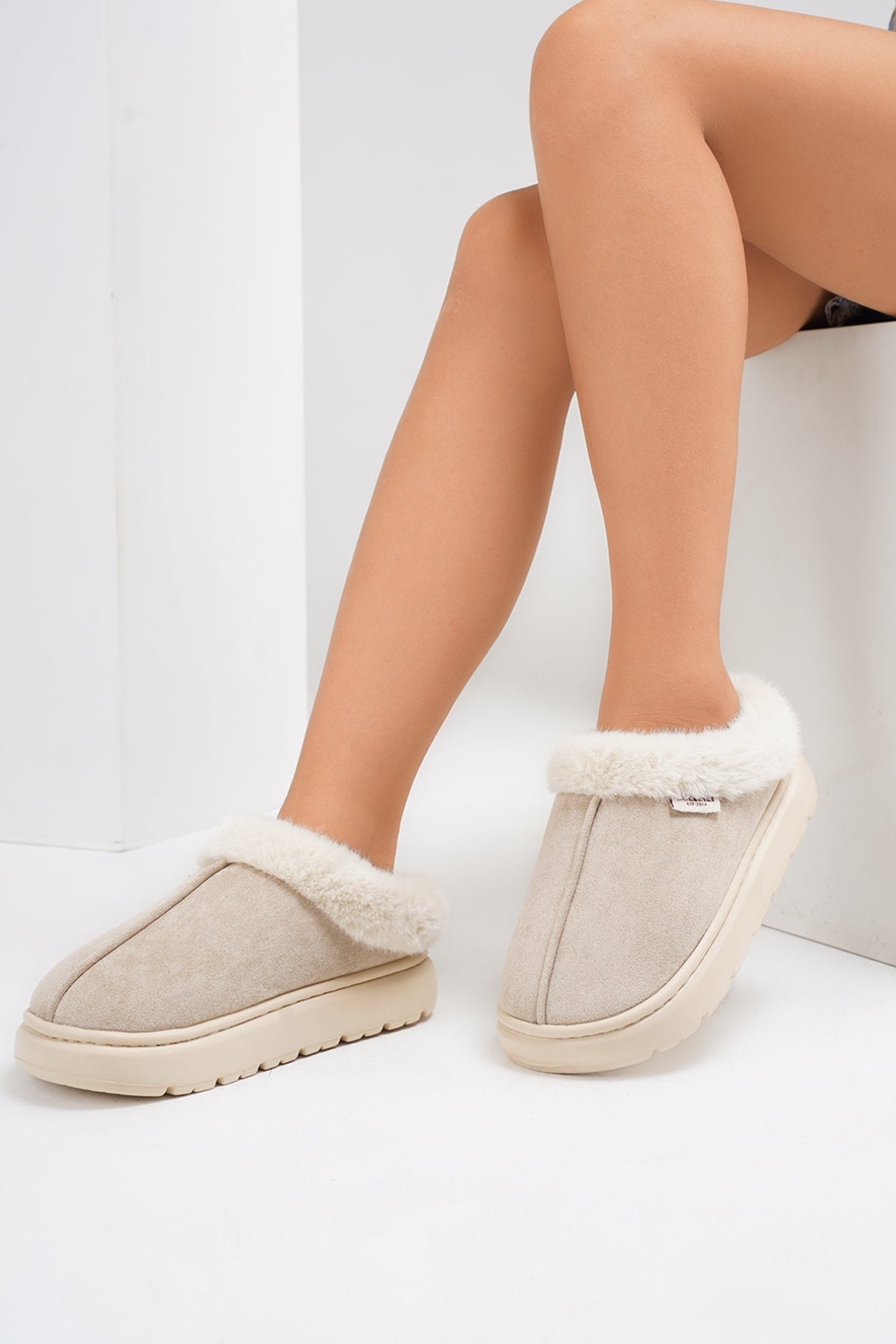 Furry Round Toe Platform Slippers-SHOES-[Adult]-[Female]-Beige-36-37(US5-6)-2022 Online Blue Zone Planet