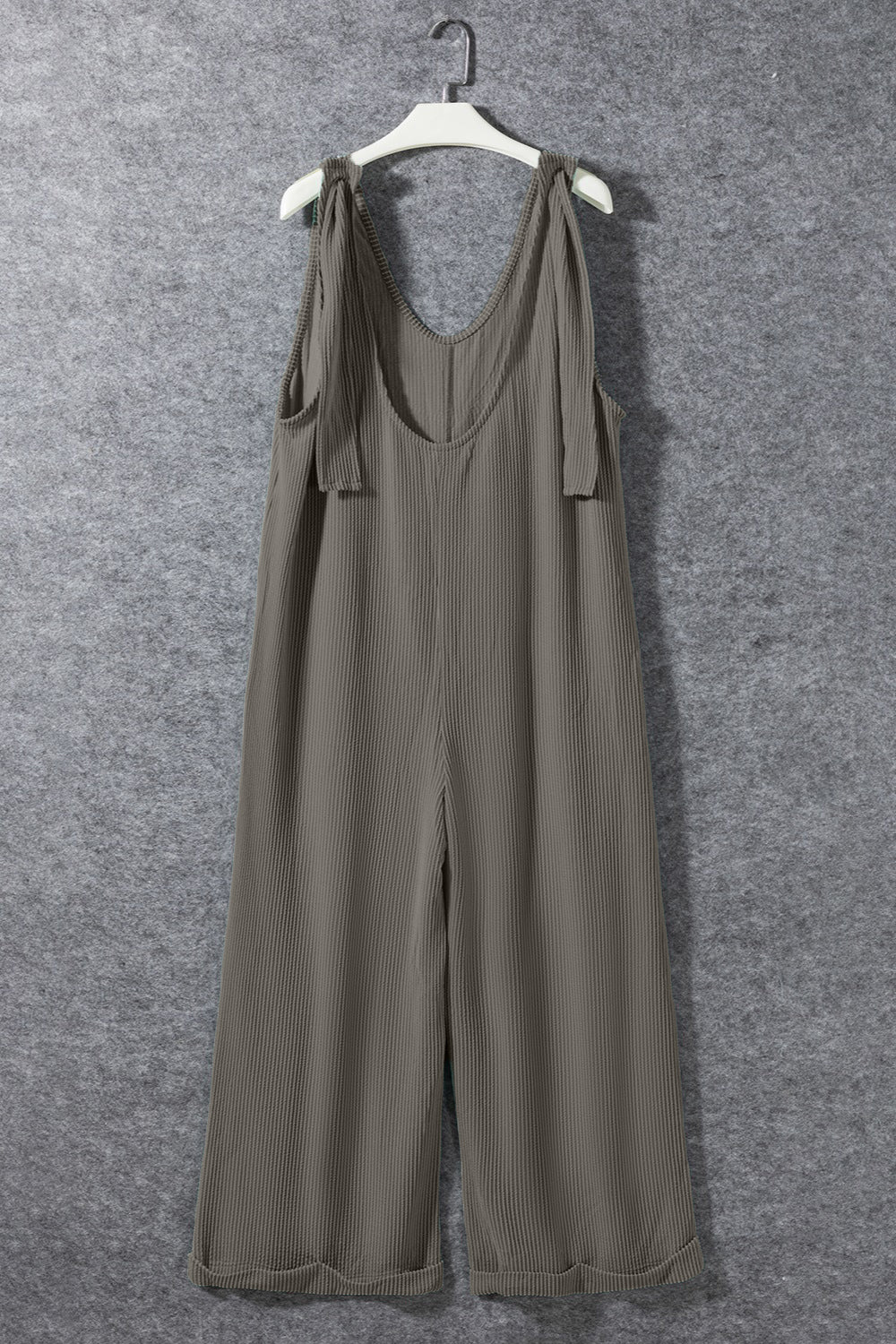 Ribbed V-Neck Wide Leg Jumpsuit with Pockets-TOPS / DRESSES-[Adult]-[Female]-2022 Online Blue Zone Planet