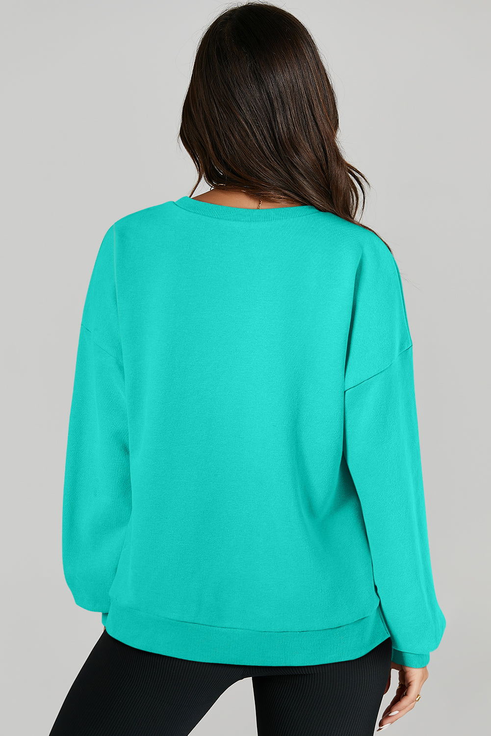 Parchment Solid O Neck High Low Hem Pullover Sweatshirt-Tops/Sweatshirts & Hoodies-[Adult]-[Female]-2022 Online Blue Zone Planet