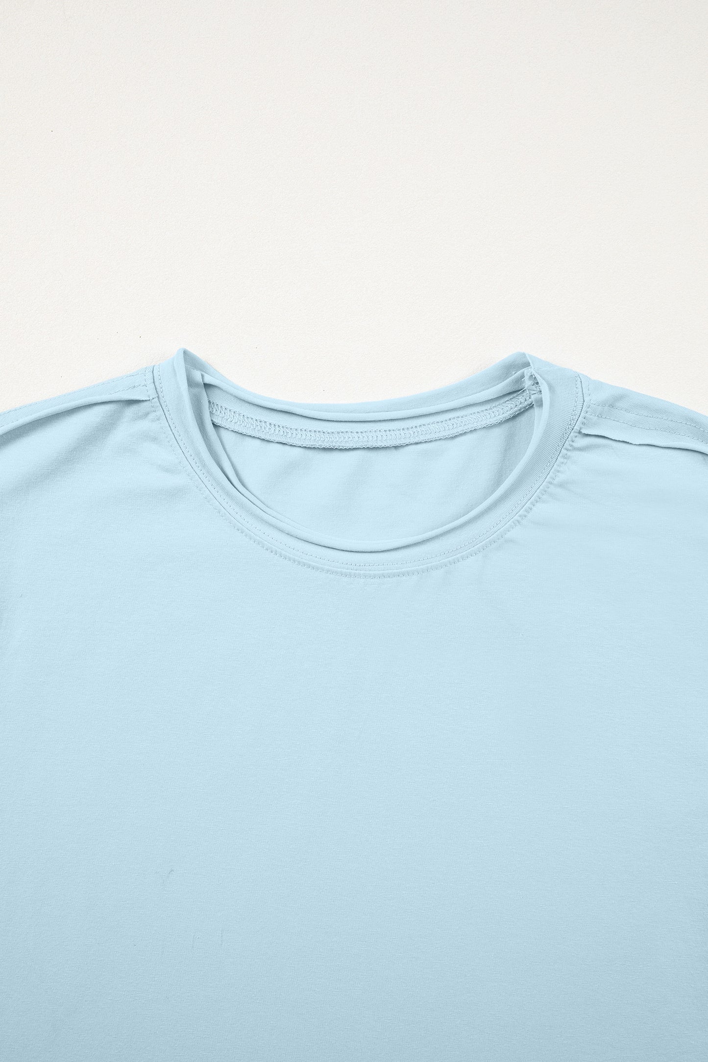 Myosotis Solid Color Round Neck Casual T Shirt-Tops/Tops & Tees-[Adult]-[Female]-2022 Online Blue Zone Planet