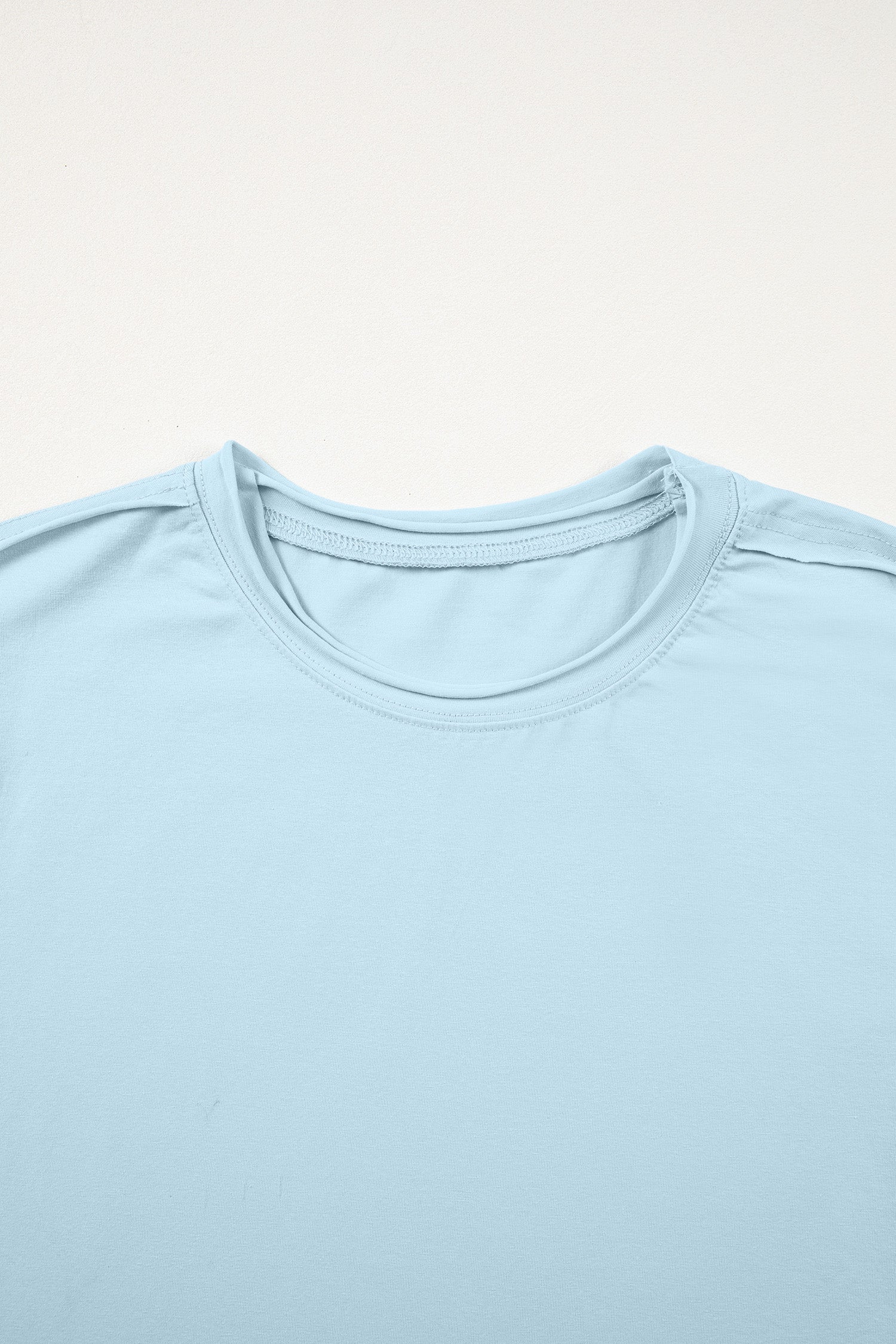 Myosotis Solid Color Round Neck Casual T Shirt-Tops/Tops & Tees-[Adult]-[Female]-2022 Online Blue Zone Planet
