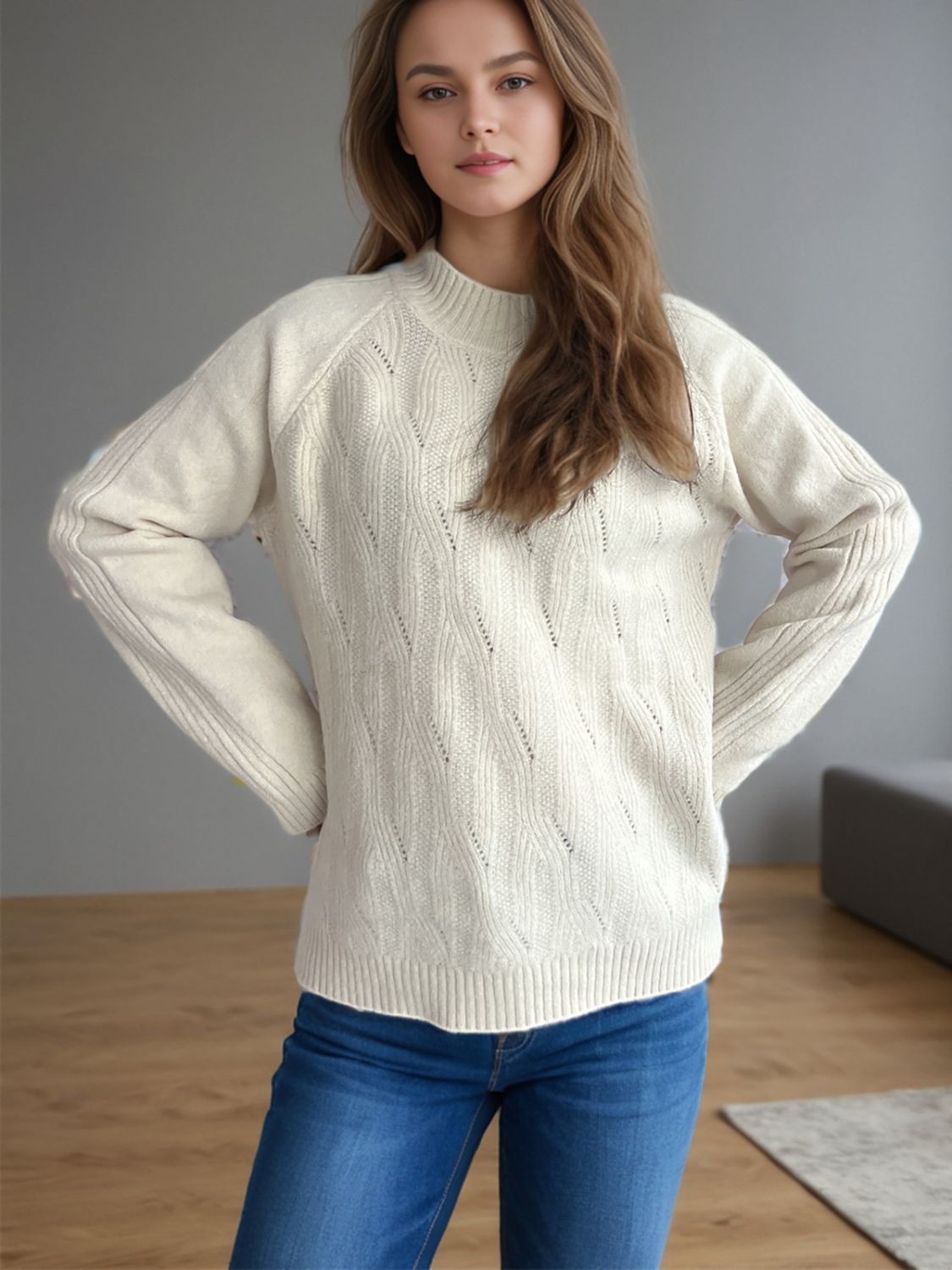 Blue Zone Planet | Mock Neck Long Sleeve Sweater-TOPS / DRESSES-[Adult]-[Female]-2022 Online Blue Zone Planet