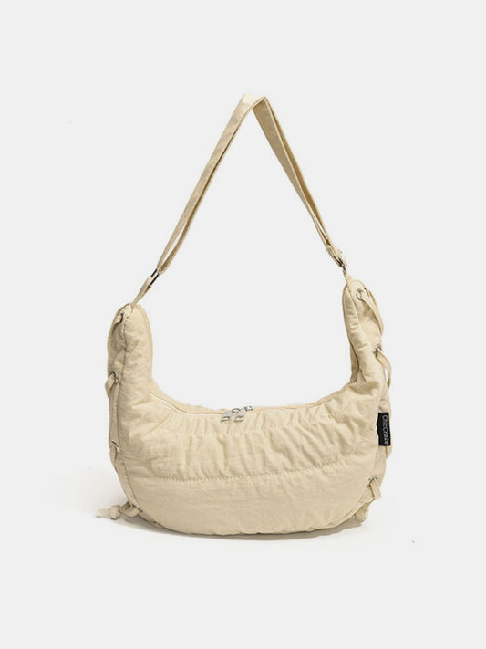 Lace-Up Polyester Crossbody Bag-HANDBAGS-[Adult]-[Female]-Beige-One Size-2022 Online Blue Zone Planet