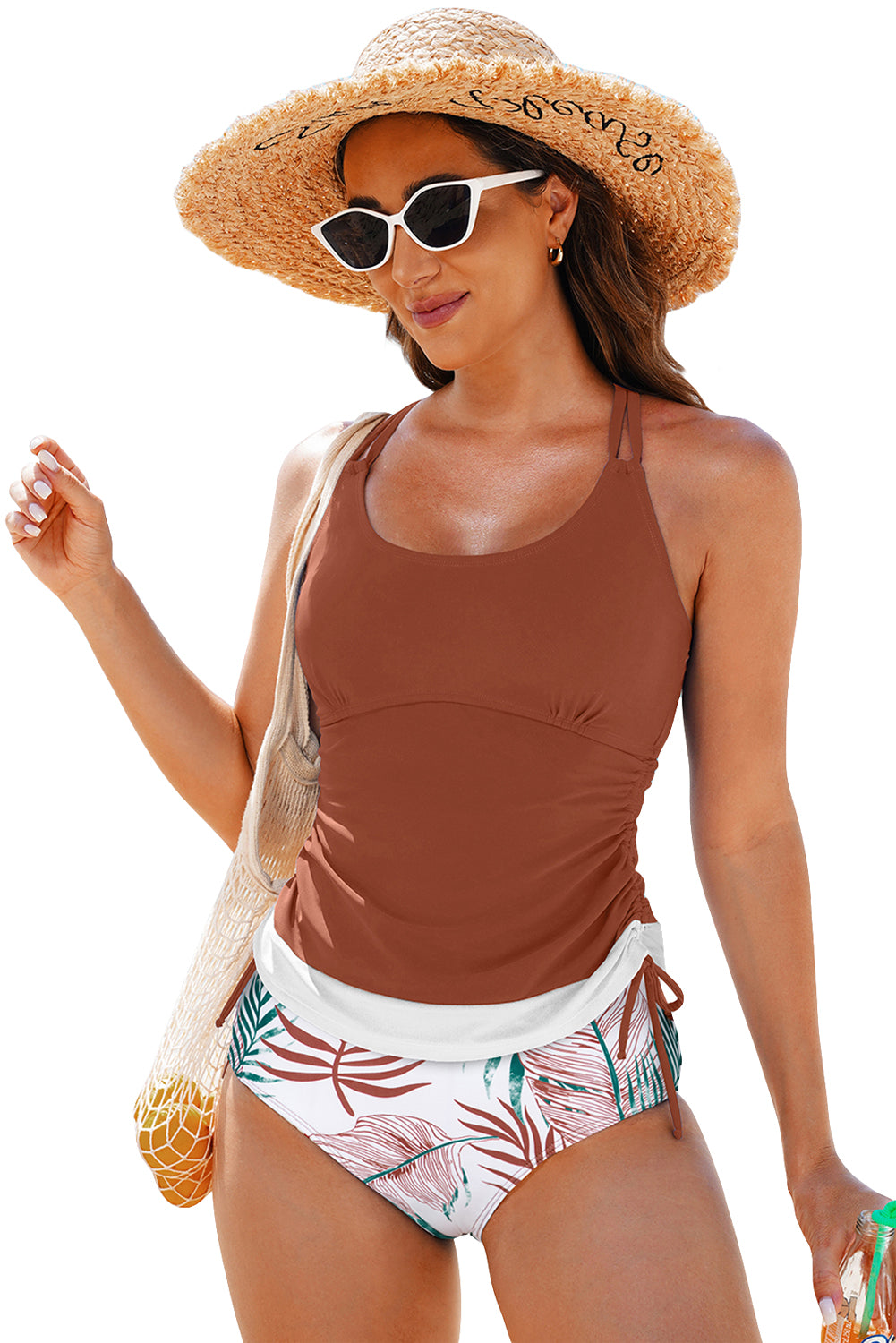 Sea Green Drawstring Tummy Control 2pcs Tankini Set-Bikini Sets-[Adult]-[Female]-2022 Online Blue Zone Planet
