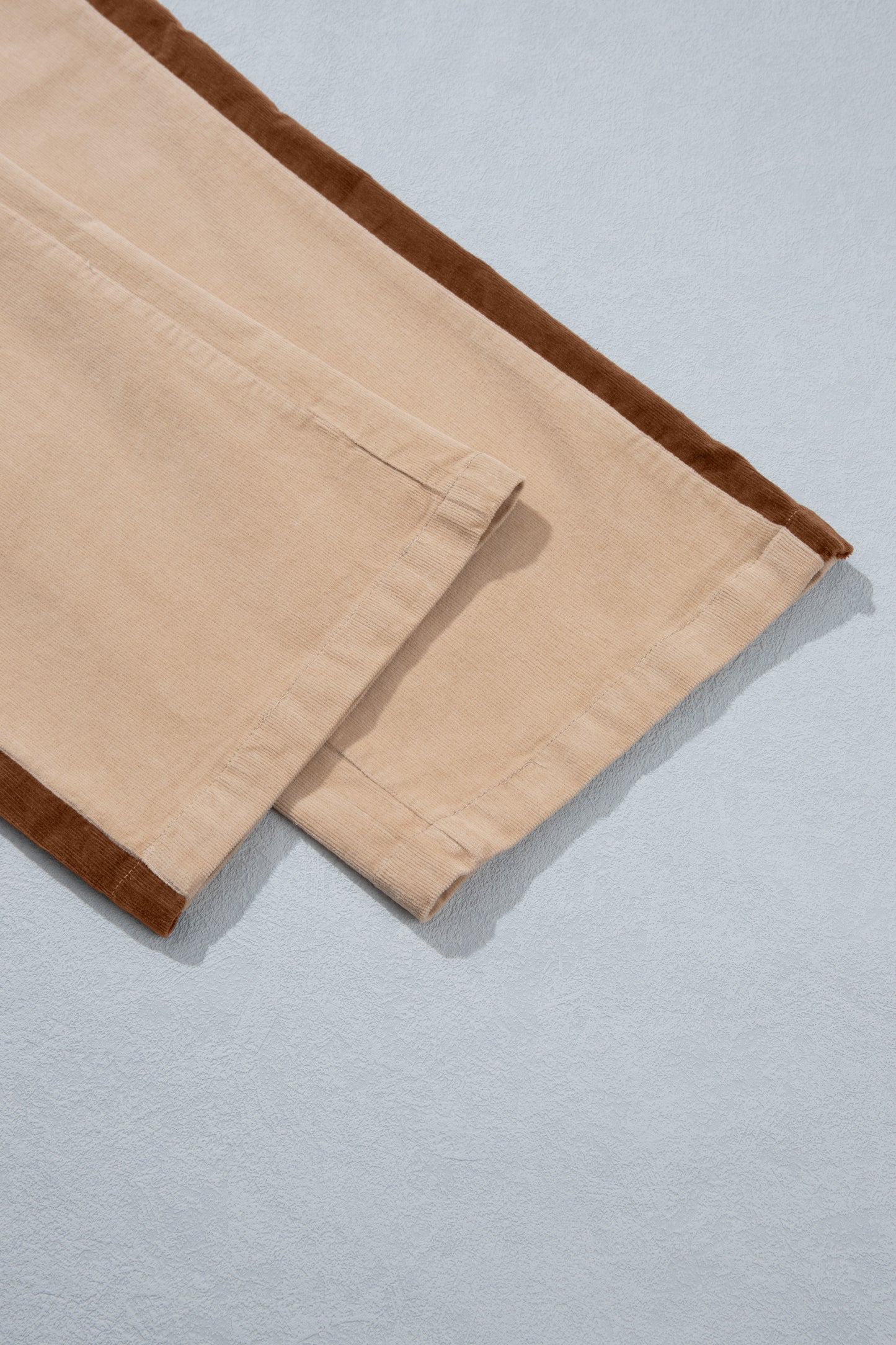 Smoke Gray Corduroy Side Panel Colorblock Straight Leg Pants-Bottoms/Pants & Culotte-[Adult]-[Female]-2022 Online Blue Zone Planet