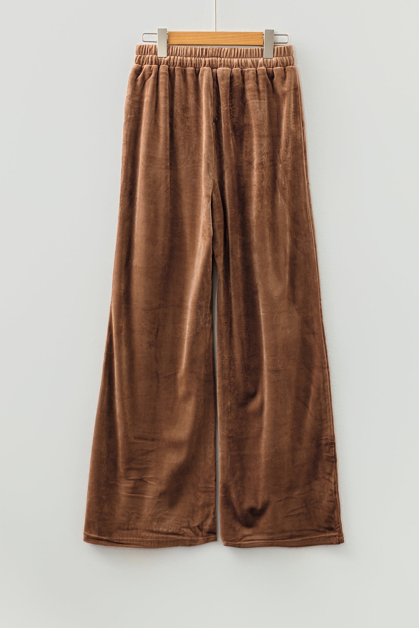 Coffee Straight Loose Drawstring Elastic High Waist Fleece Pants-Bottoms/Pants & Culotte-[Adult]-[Female]-2022 Online Blue Zone Planet