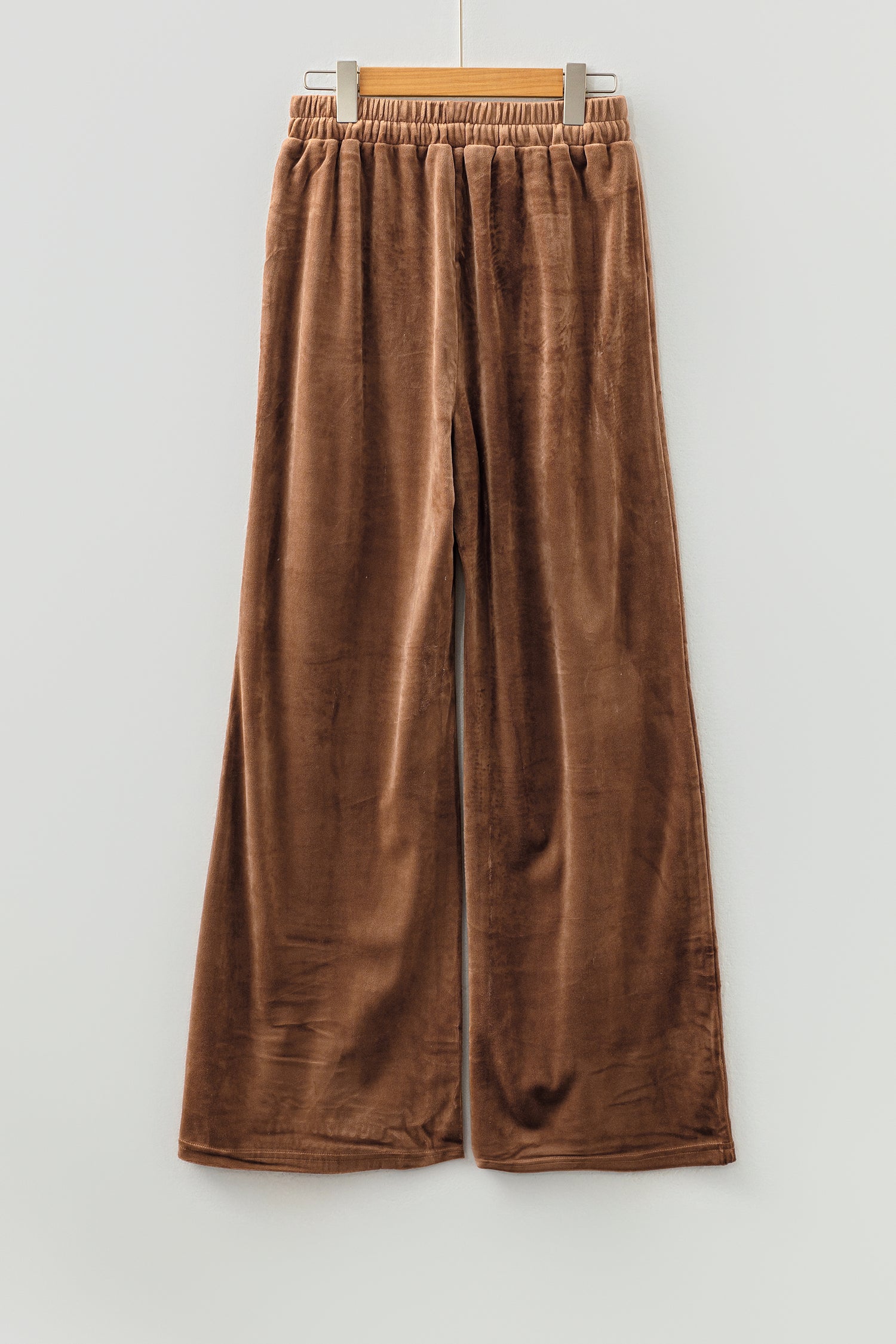 Coffee Straight Loose Drawstring Elastic High Waist Fleece Pants-Bottoms/Pants & Culotte-[Adult]-[Female]-2022 Online Blue Zone Planet