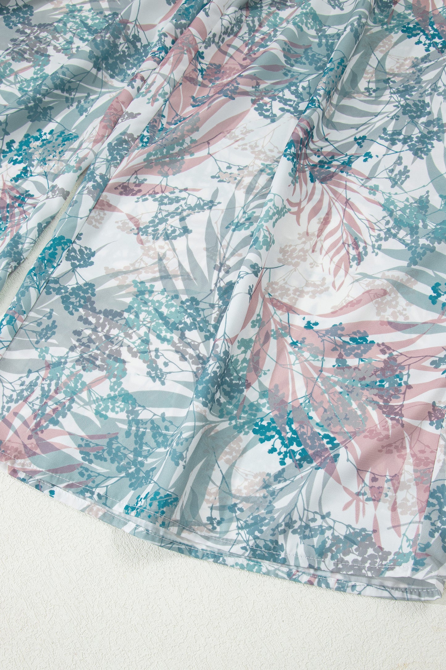 Green Tropical Palm Printed Cropped Tank Drawstring Wide Leg Pant Set-Two Piece Sets/Pant Sets-[Adult]-[Female]-2022 Online Blue Zone Planet