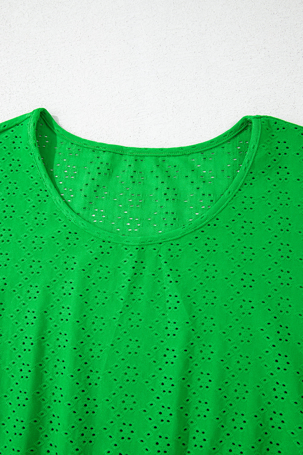 Green Textured Frilled Short Sleeve Plus Size Babydoll Blouse-Plus Size/Plus Size Tops/Plus Size Blouses & Shirts-[Adult]-[Female]-2022 Online Blue Zone Planet
