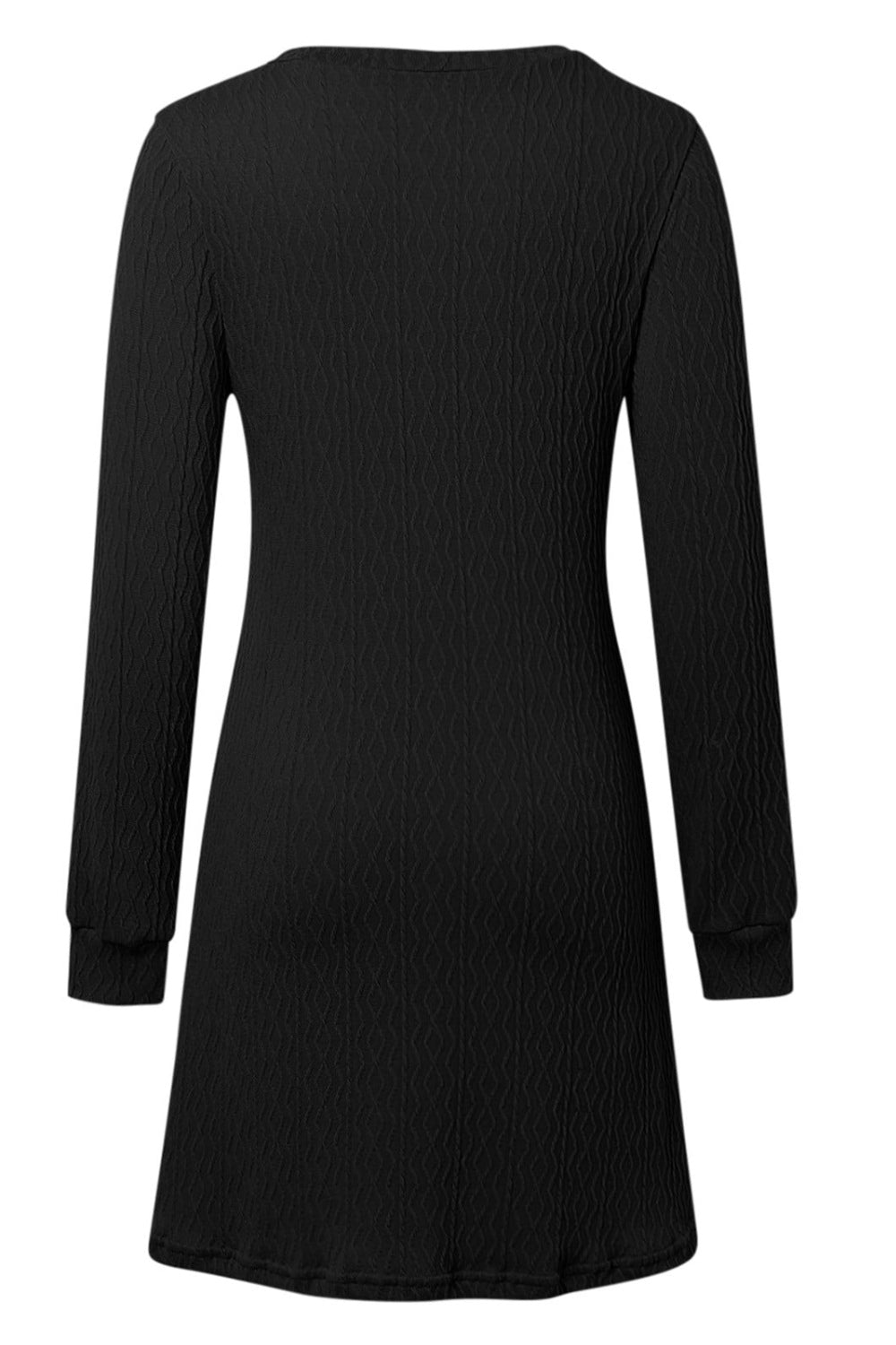 Blue Zone Planet | Texture V-Neck Long Sleeve Dress-TOPS / DRESSES-[Adult]-[Female]-2022 Online Blue Zone Planet