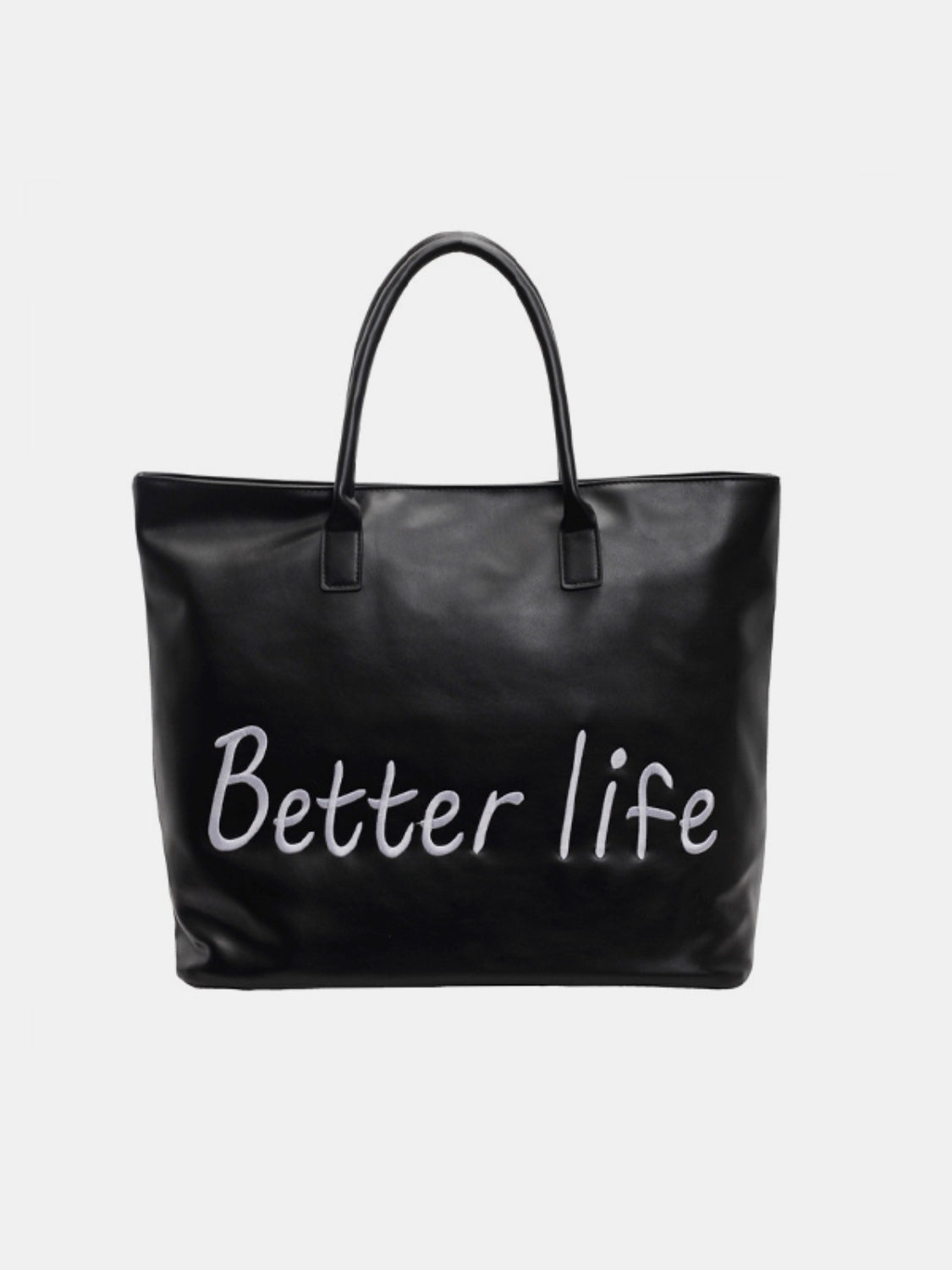 BETTER LIFE PU Leather Tote Bag-HANDBAGS-[Adult]-[Female]-Black-One Size-2022 Online Blue Zone Planet