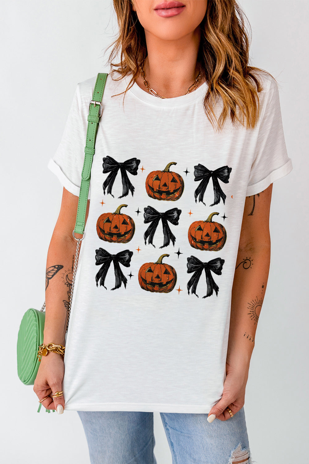 Blue Zone Planet | Pumpkin Round Neck Short Sleeve T-Shirt-TOPS / DRESSES-[Adult]-[Female]-2022 Online Blue Zone Planet