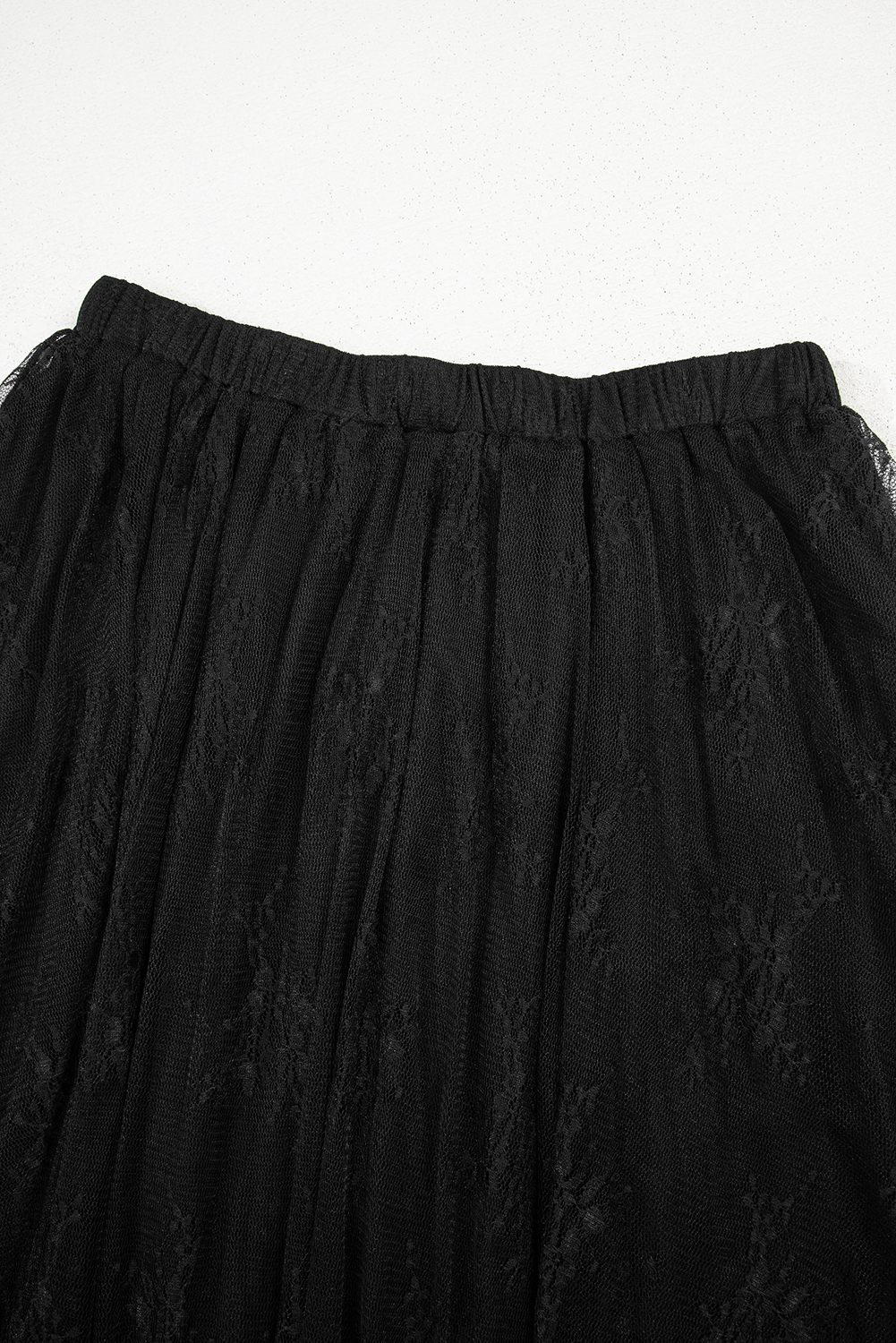 Black Lace Cascading Tiered High Waist Maxi Skirt-Bottoms/Skirts & Petticoat-[Adult]-[Female]-2022 Online Blue Zone Planet