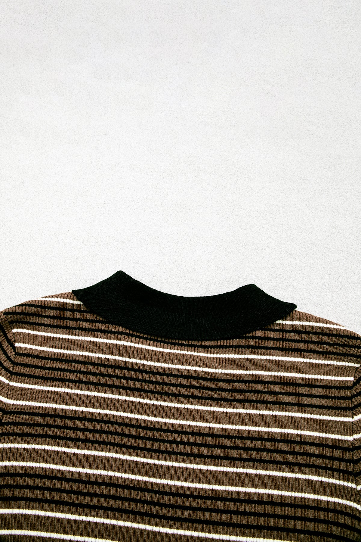 Green Stripe Striped Ribbed Knit Button Collar Sweater-TOPS / DRESSES-[Adult]-[Female]-2022 Online Blue Zone Planet