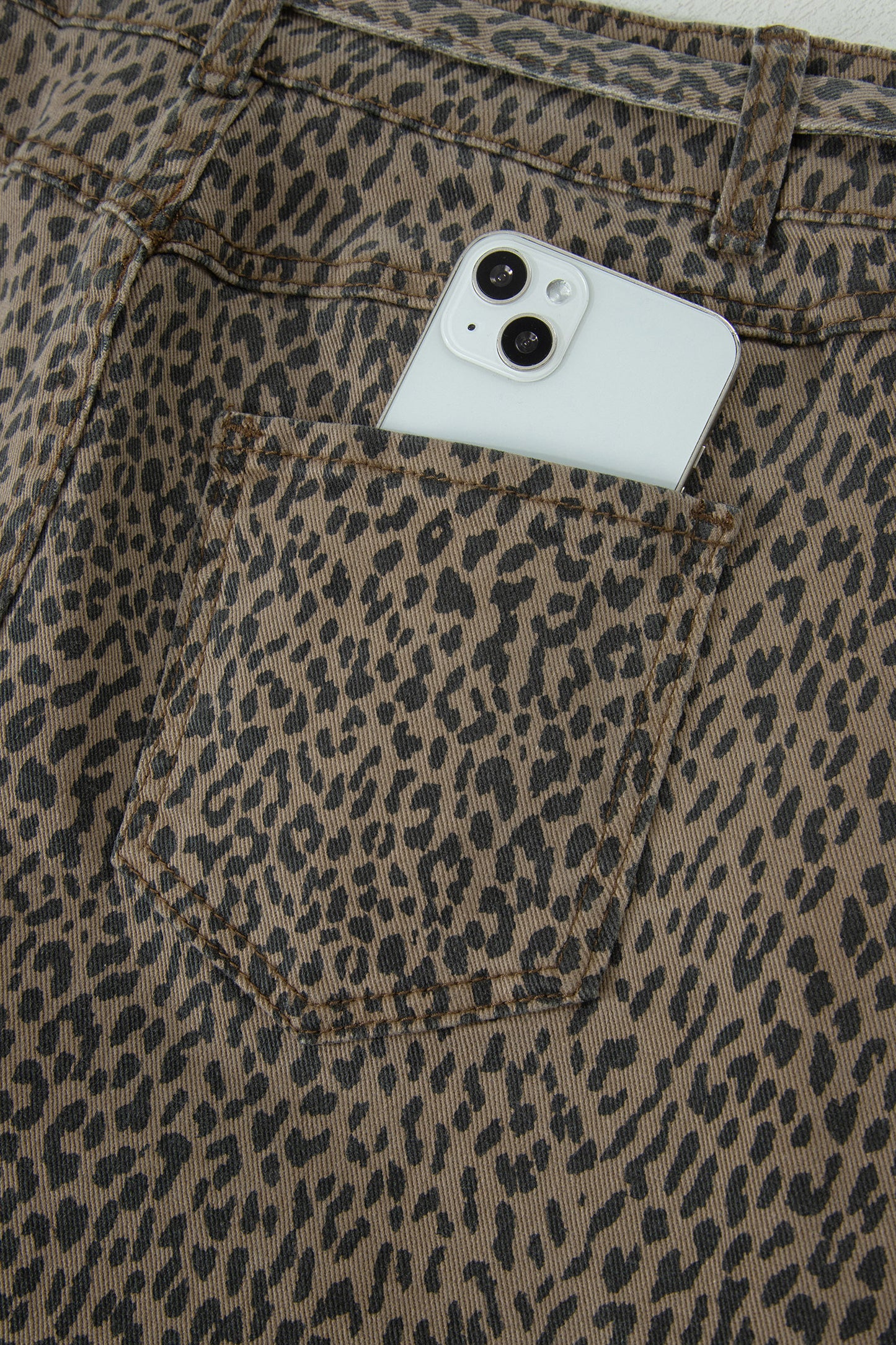 Black Leopard Print Loose Denim Shorts-Bottoms/Denim Shorts-[Adult]-[Female]-2022 Online Blue Zone Planet