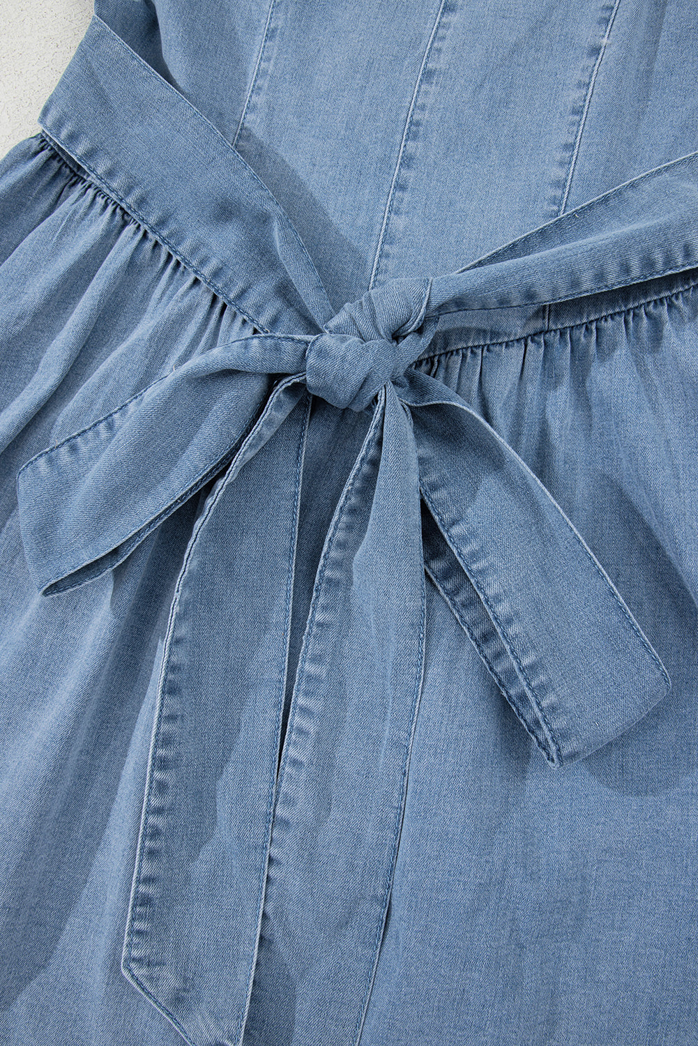 Myosotis Square Neck Bowknot A-line Sleeveless Denim Dress-TOPS / DRESSES-[Adult]-[Female]-2022 Online Blue Zone Planet