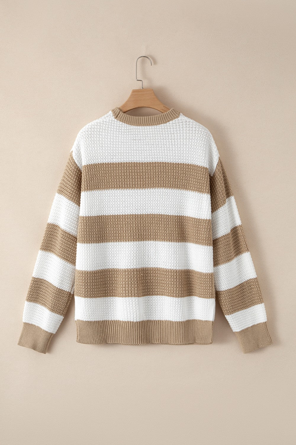 Color Block Round Neck Sweater-TOPS / DRESSES-[Adult]-[Female]-2022 Online Blue Zone Planet