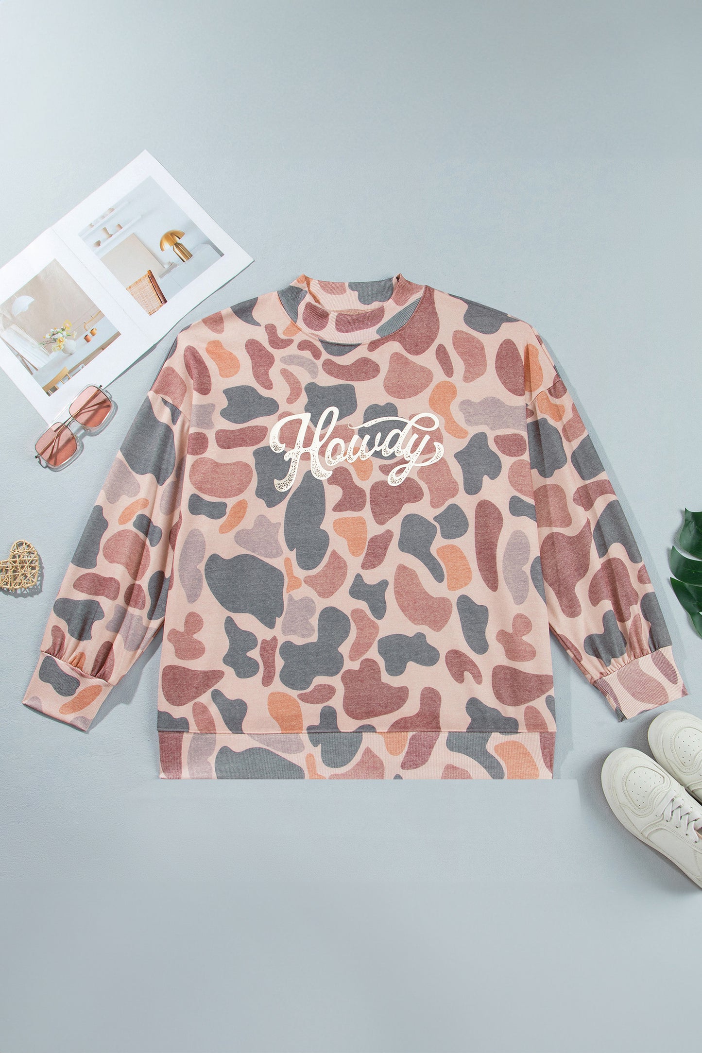 Multicolour Camouflage Western Graphic Plus Size Sweatshirt-Plus Size/Plus Size Sweatshirts & Hoodies-[Adult]-[Female]-2022 Online Blue Zone Planet