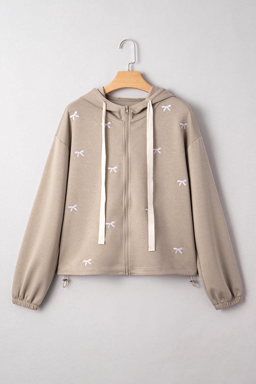Goat Contrast Bow Embroidered Zip Up Jacket Hoodie-Tops / Dresses-[Adult]-[Female]-2022 Online Blue Zone Planet