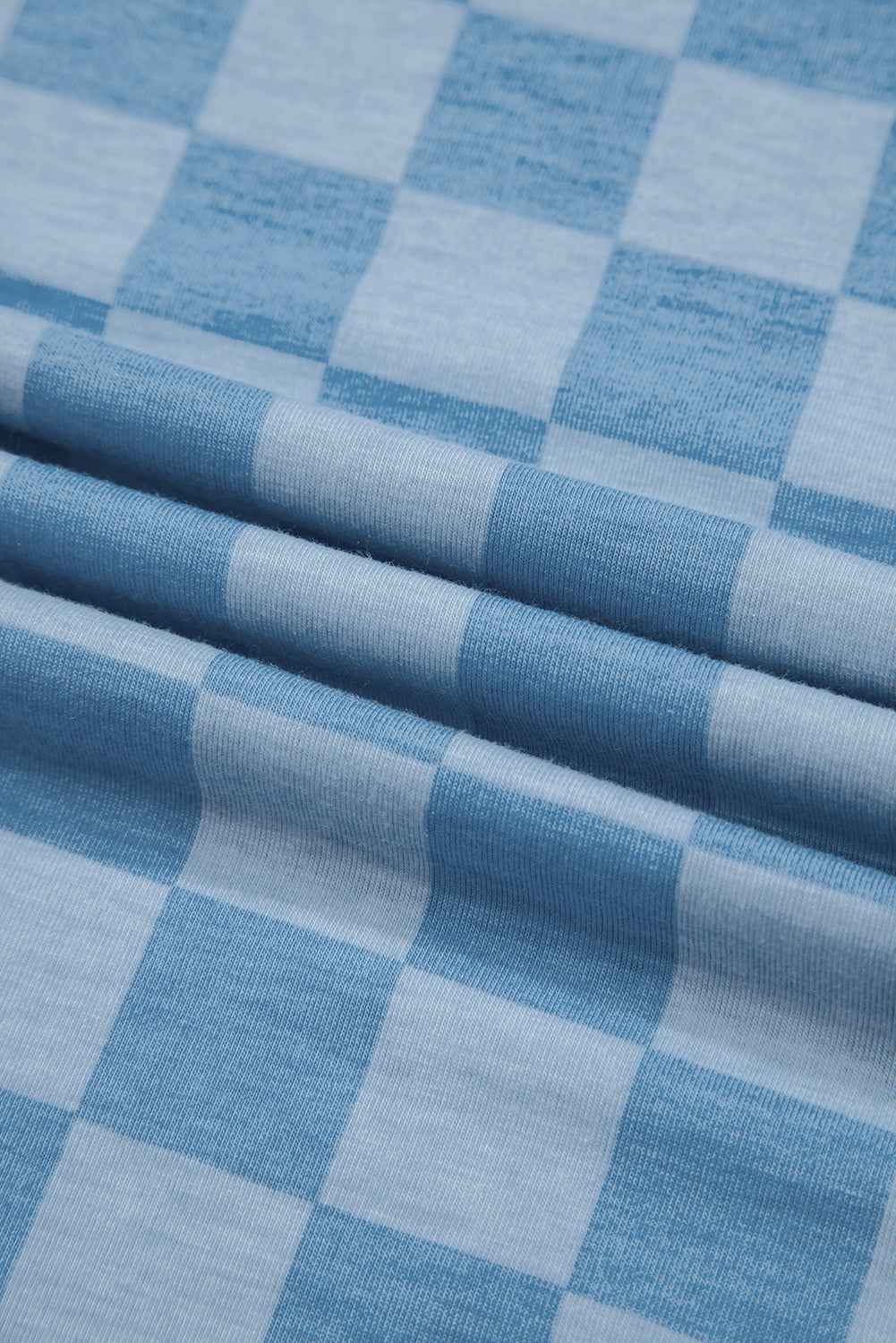 Sky Blue Checkered Elastic High Waist Loose Casual Pants-Bottoms/Pants & Culotte-[Adult]-[Female]-2022 Online Blue Zone Planet