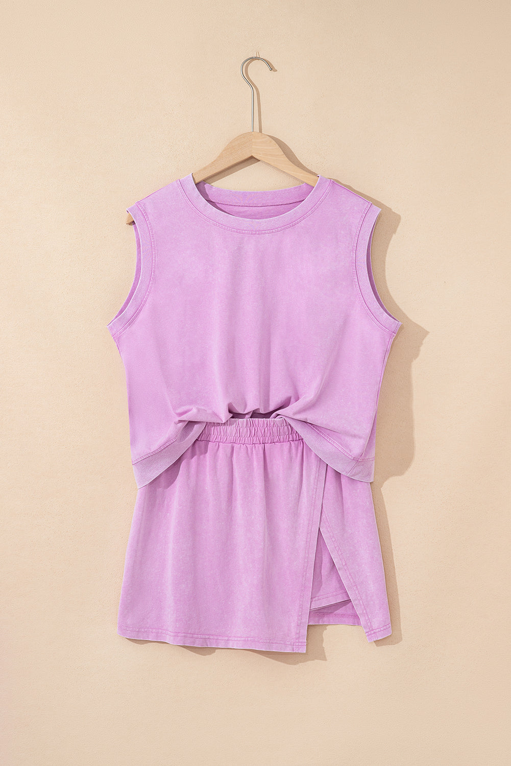 Phalaenopsis 2 Pieces Mineral Wash Cotton Tank Top Lined Split Skirt Set-Two Piece Sets/Two Piece Dresses-[Adult]-[Female]-2022 Online Blue Zone Planet