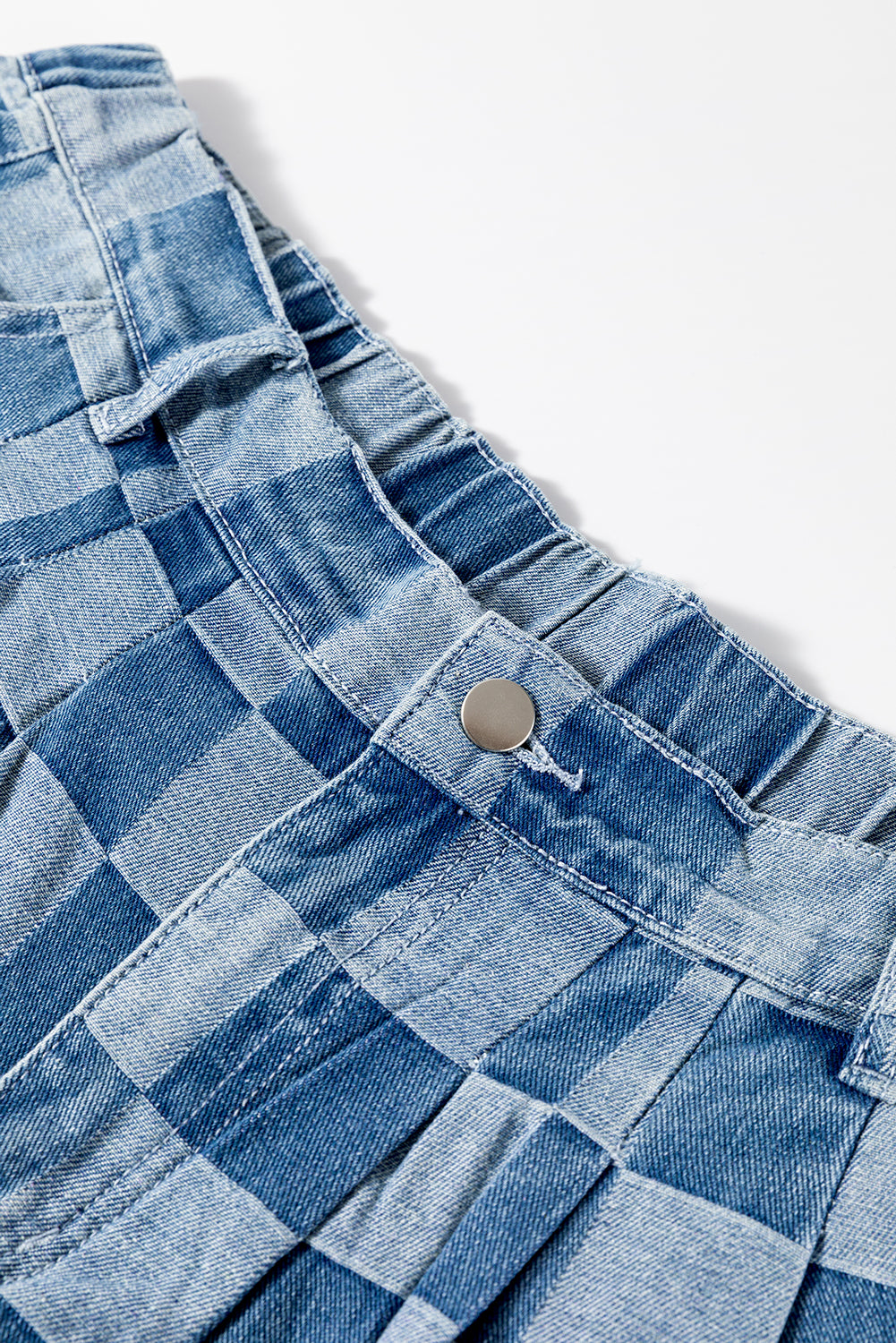 Blue Zone Planet | Dusk Blue Plus Size Checkered Seamed High Waist Wide Leg Jeans-Plus Size/Plus Size Bottoms-[Adult]-[Female]-2022 Online Blue Zone Planet