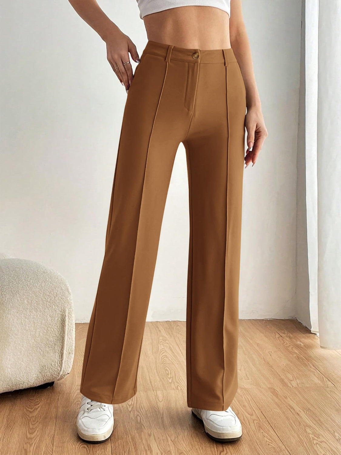 High Waist Wide Leg Pants-BOTTOMS SIZES SMALL MEDIUM LARGE-[Adult]-[Female]-2022 Online Blue Zone Planet