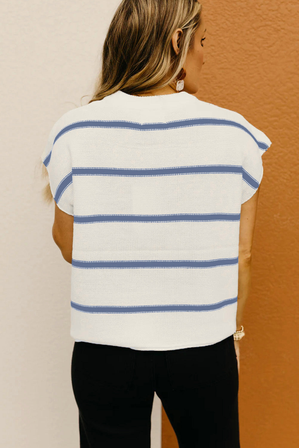 Blue Striped Batwing Sleeve Sweater Tee-TOPS / DRESSES-[Adult]-[Female]-2022 Online Blue Zone Planet