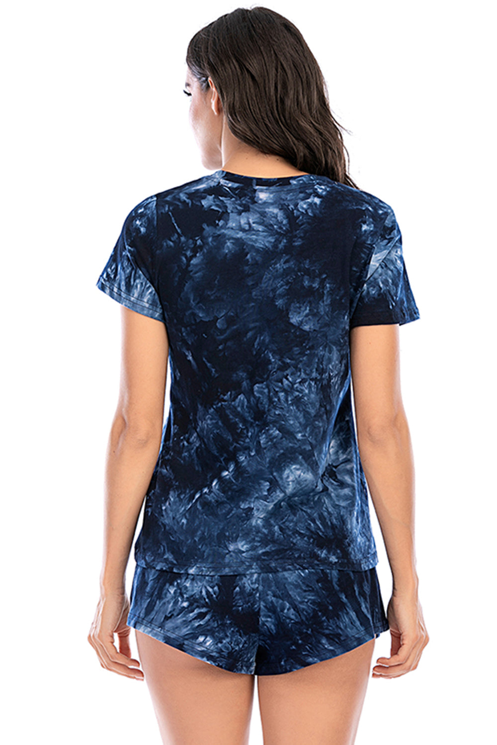 Tie-Dye Round Neck Short Sleeve Top and Shorts Lounge Set-TOPS / DRESSES-[Adult]-[Female]-2022 Online Blue Zone Planet