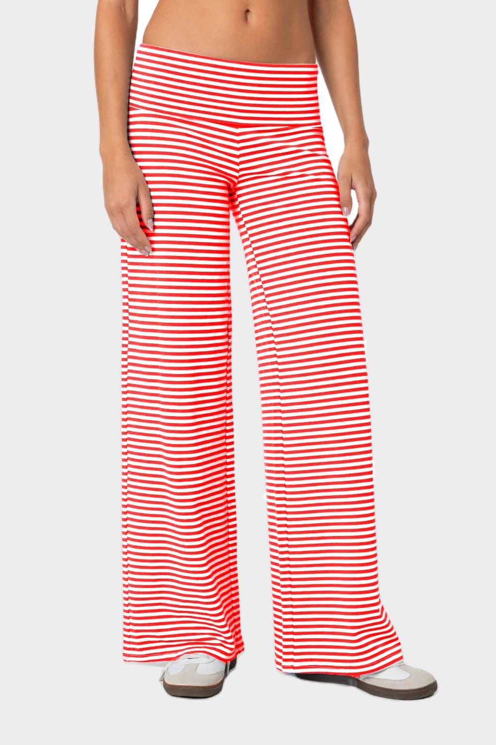 Striped Wide Leg Pants-BOTTOMS-[Adult]-[Female]-Coral-S-2022 Online Blue Zone Planet