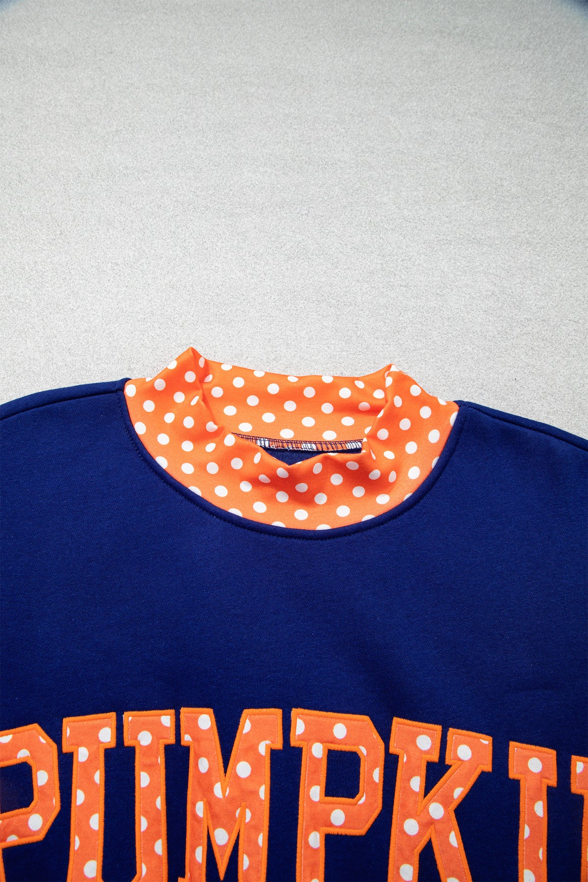 Fiery Red Polka Dot Letter Print Contrast Trim Mock Neck Sweatshirt-Tops/Sweatshirts & Hoodies-[Adult]-[Female]-2022 Online Blue Zone Planet