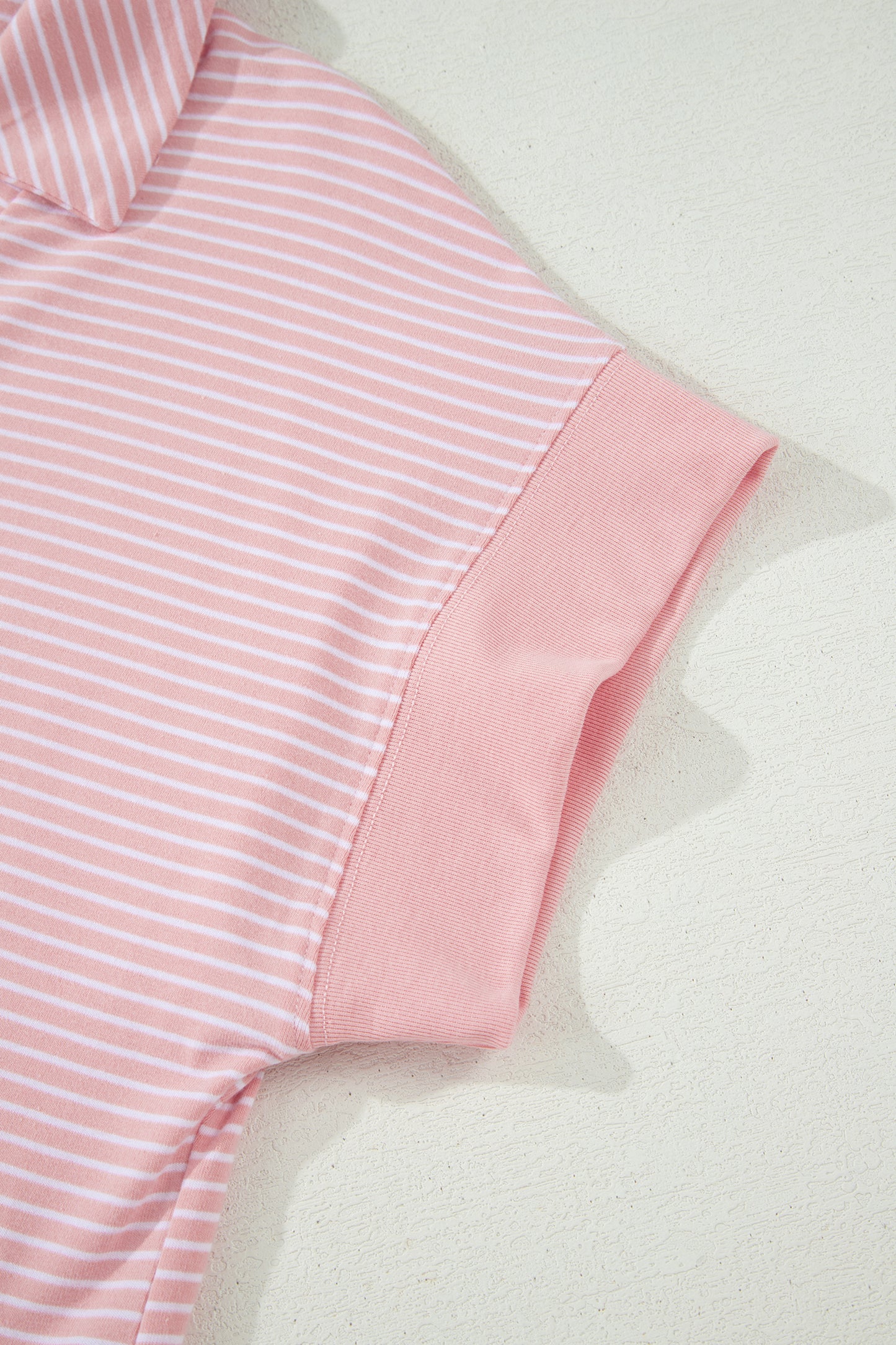 Khaki Stripe Dolman Sleeve Polo Shirt and Drawstring Shorts Set-Two Piece Sets/Short Sets-[Adult]-[Female]-2022 Online Blue Zone Planet