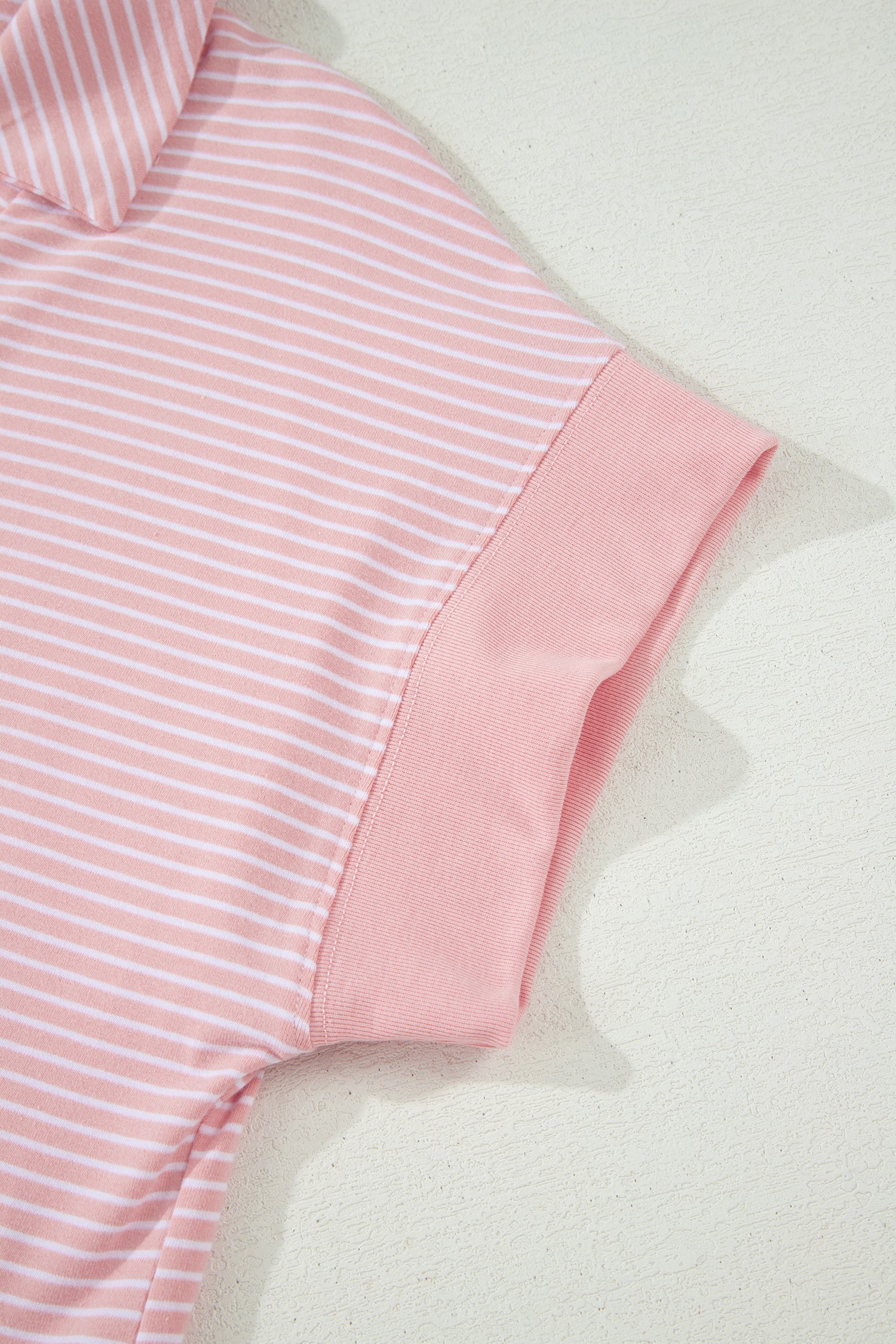 Khaki Stripe Dolman Sleeve Polo Shirt and Drawstring Shorts Set-Two Piece Sets/Short Sets-[Adult]-[Female]-2022 Online Blue Zone Planet