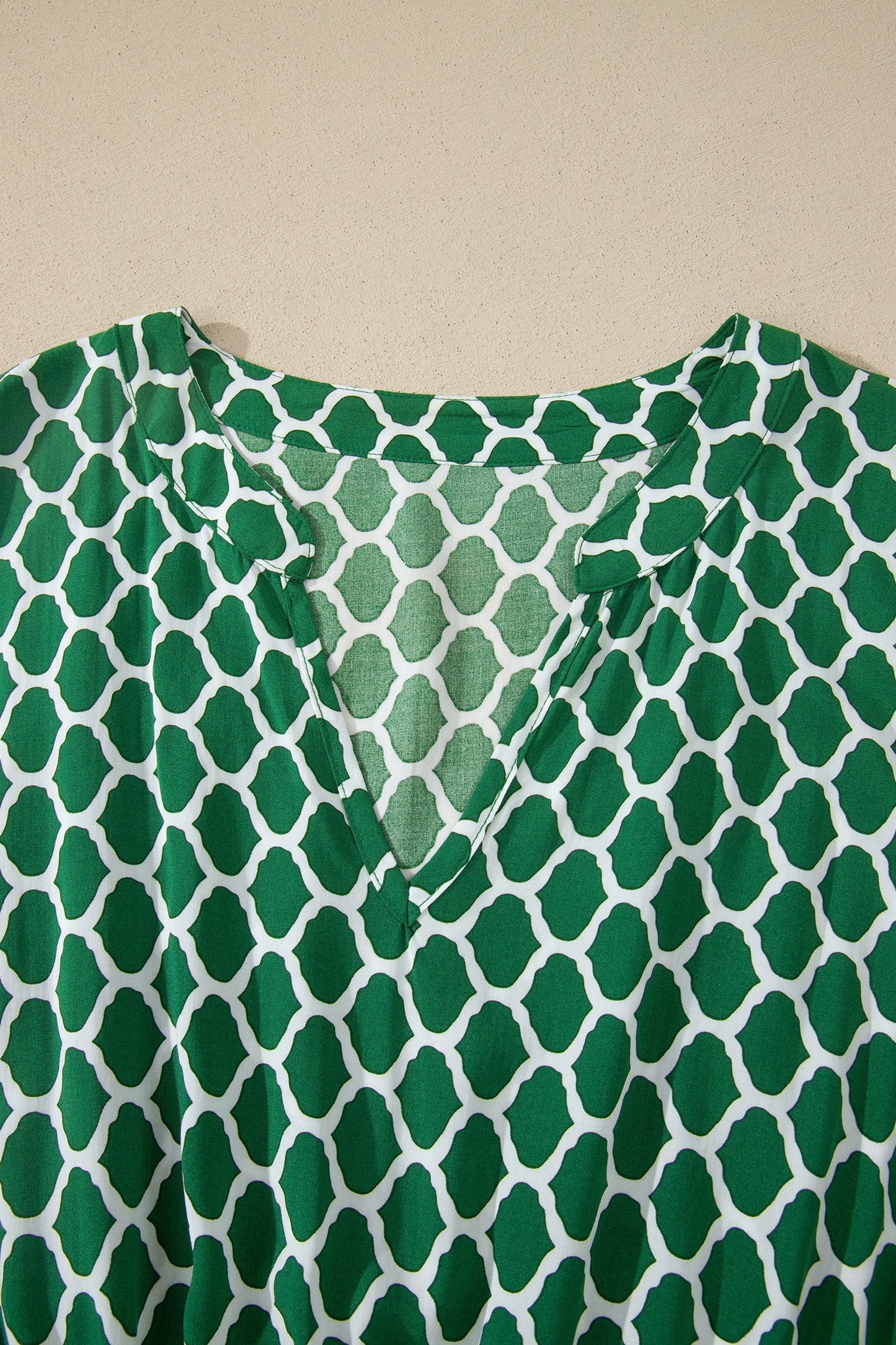 Green Plus Size Geometric Print Pocketed Ruffle Hem Casual Dress-TOPS / DRESSES-[Adult]-[Female]-2022 Online Blue Zone Planet