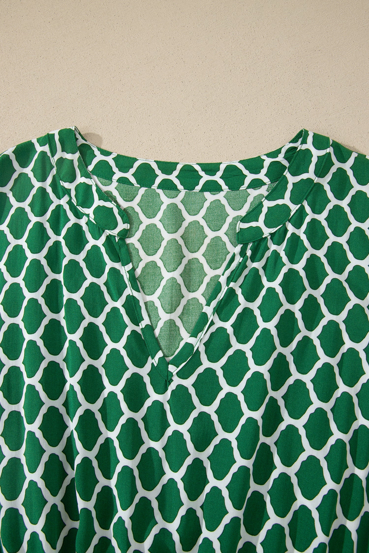 Green Plus Size Geometric Print Pocketed Ruffle Hem Casual Dress-TOPS / DRESSES-[Adult]-[Female]-2022 Online Blue Zone Planet