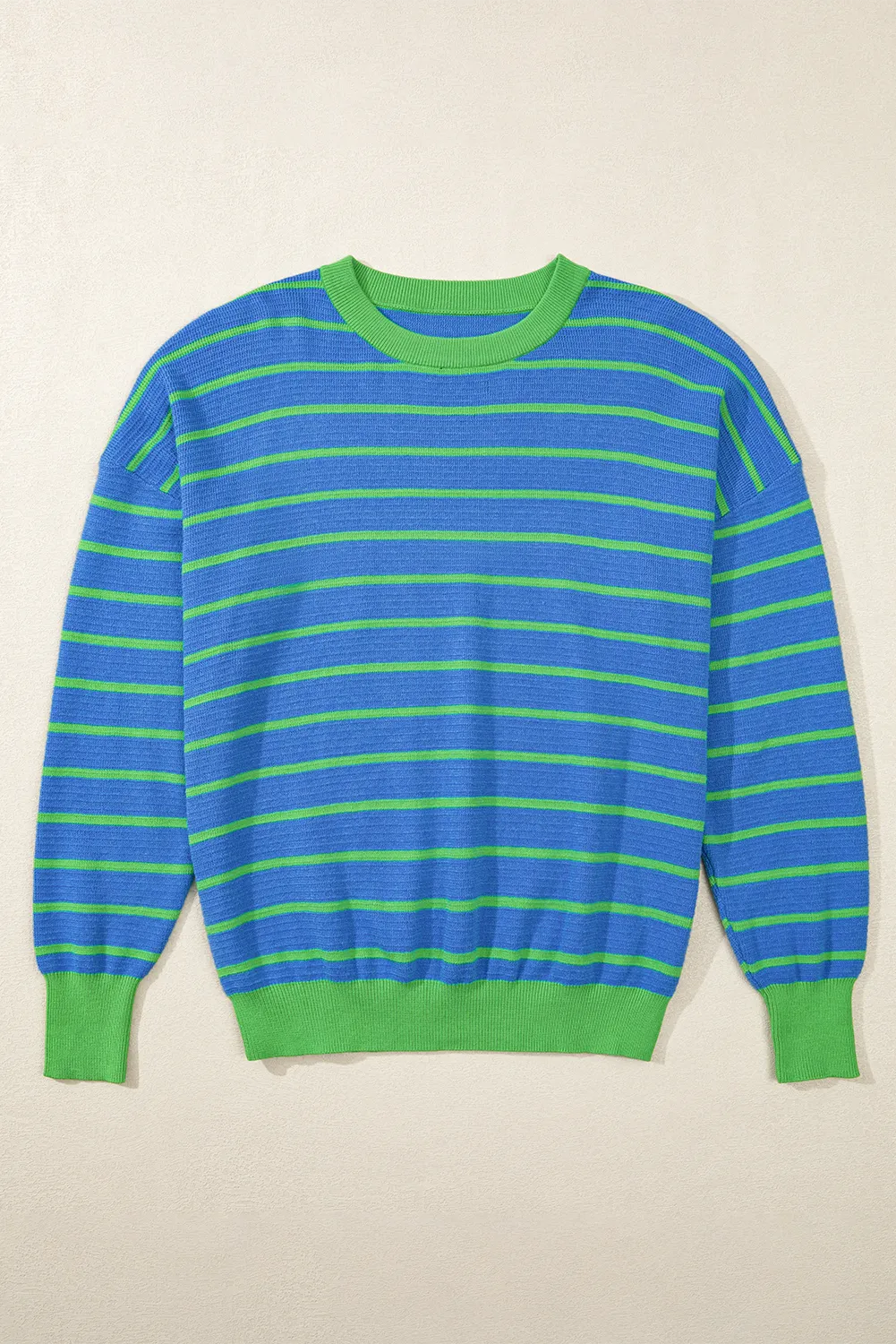 Striped Round Neck Long Sleeve Sweater-TOPS / DRESSES-[Adult]-[Female]-2022 Online Blue Zone Planet