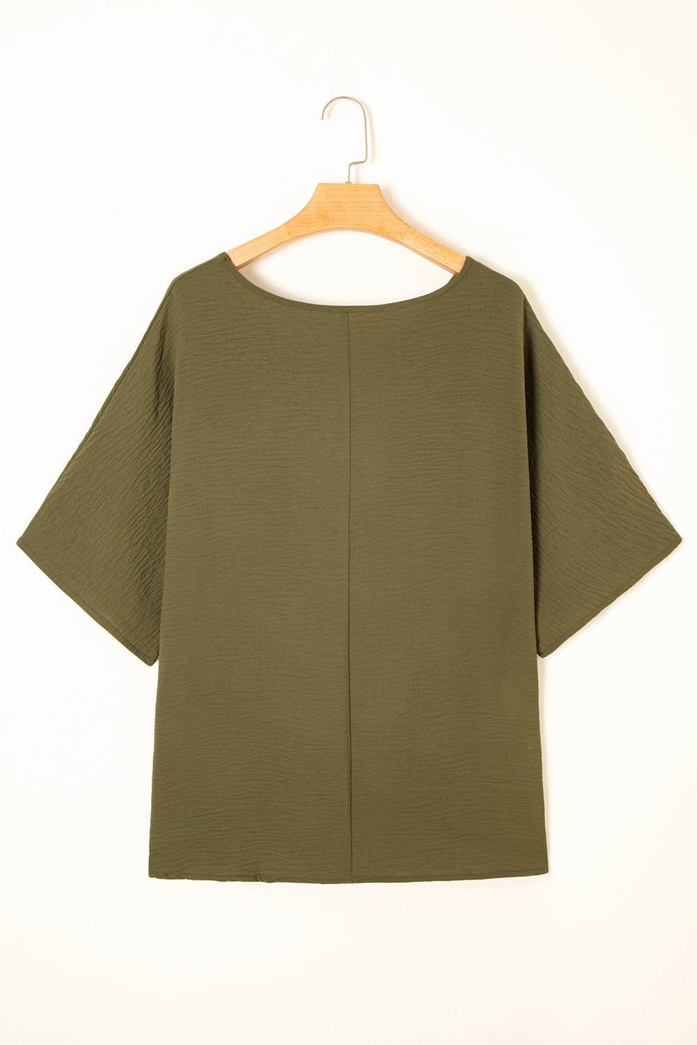 Four Leaf Clover Textured Half Sleeve V Neck Plus Size T Shirt With Chest Pocket-Plus Size/Plus Size Tops/Plus Size Tops & Tees-[Adult]-[Female]-2022 Online Blue Zone Planet