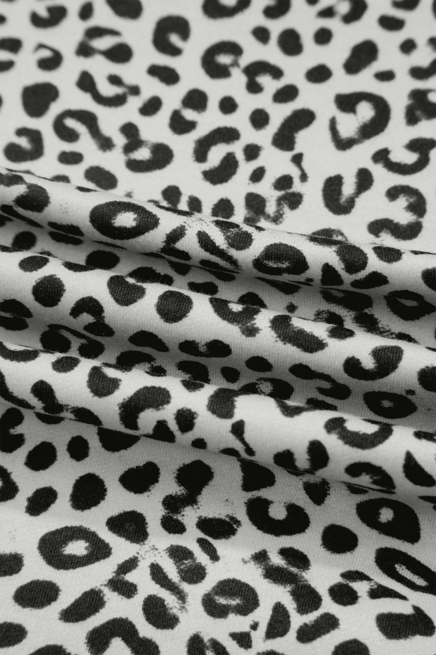 Gray Animal Print Wide Leg Terry Knit Pants