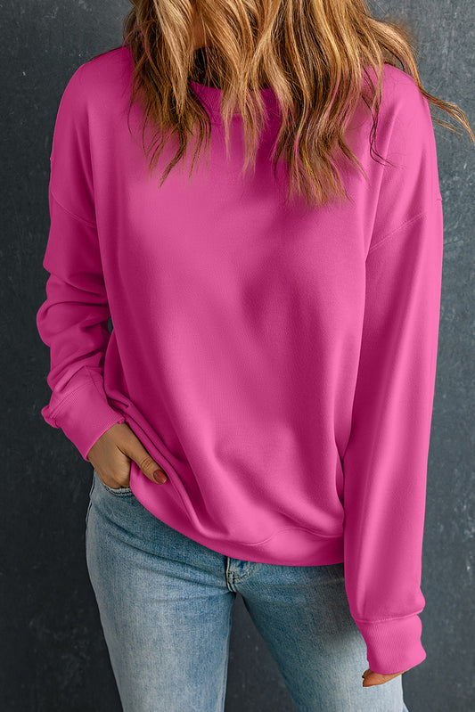 Blue Zone Planet | Bonbon Solid Classic Crewneck Pullover Sweatshirt-Tops/Sweatshirts & Hoodies-[Adult]-[Female]-Bonbon-S-2022 Online Blue Zone Planet