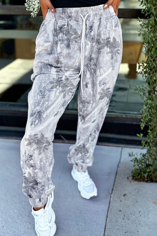 Gray Camo Print Cozy Drawstring Elastic Waist Jogger Pants-Bottoms/Pants & Culotte-[Adult]-[Female]-Gray-S-2022 Online Blue Zone Planet